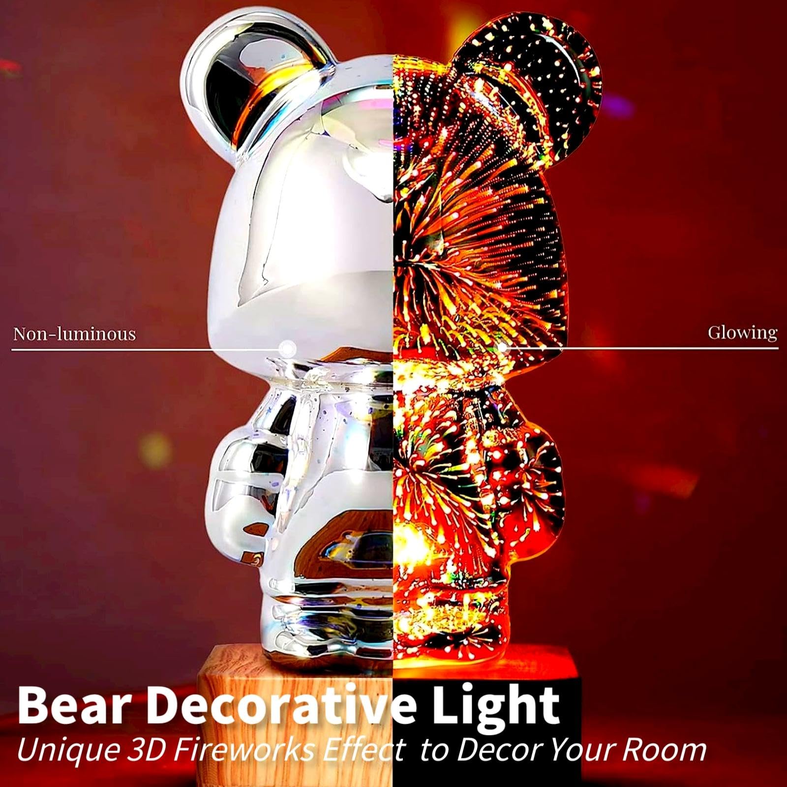 Foto 4 pulgar | Luz Nocturna Gzkpl Twinkle Bear 3d Para Fuegos Artificiales Que Cambian De Color - Venta Internacional.