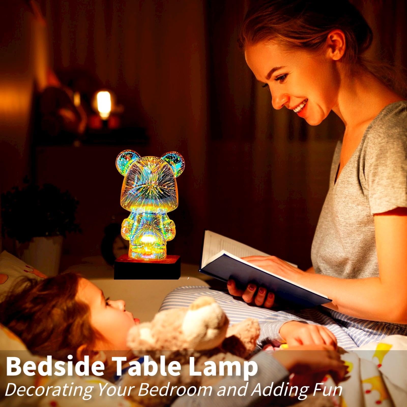 Foto 5 | Luz Nocturna Gzkpl Twinkle Bear 3d Para Fuegos Artificiales Que Cambian De Color - Venta Internacional.