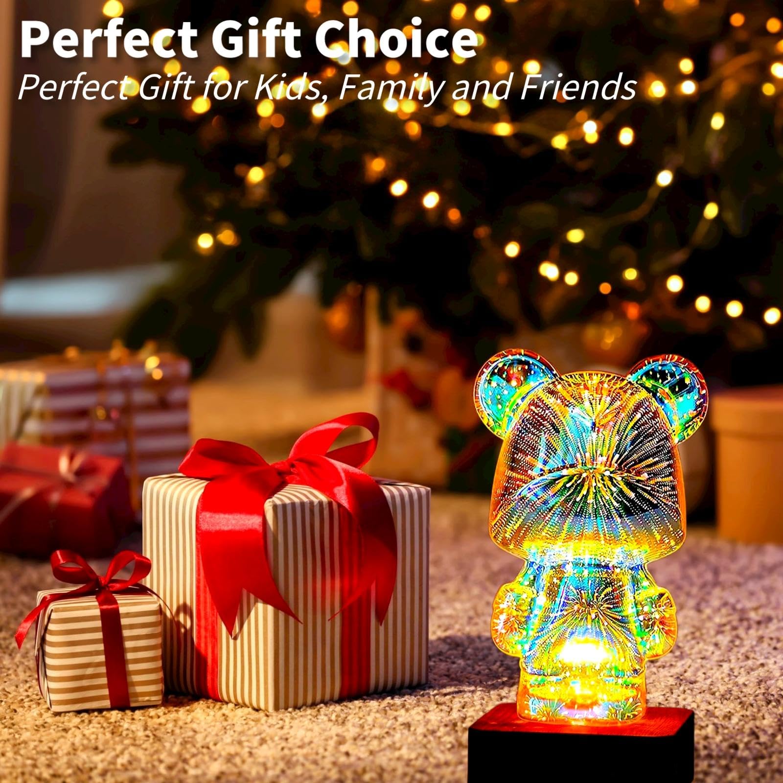 Foto 7 | Luz Nocturna Gzkpl Twinkle Bear 3d Para Fuegos Artificiales Que Cambian De Color - Venta Internacional.