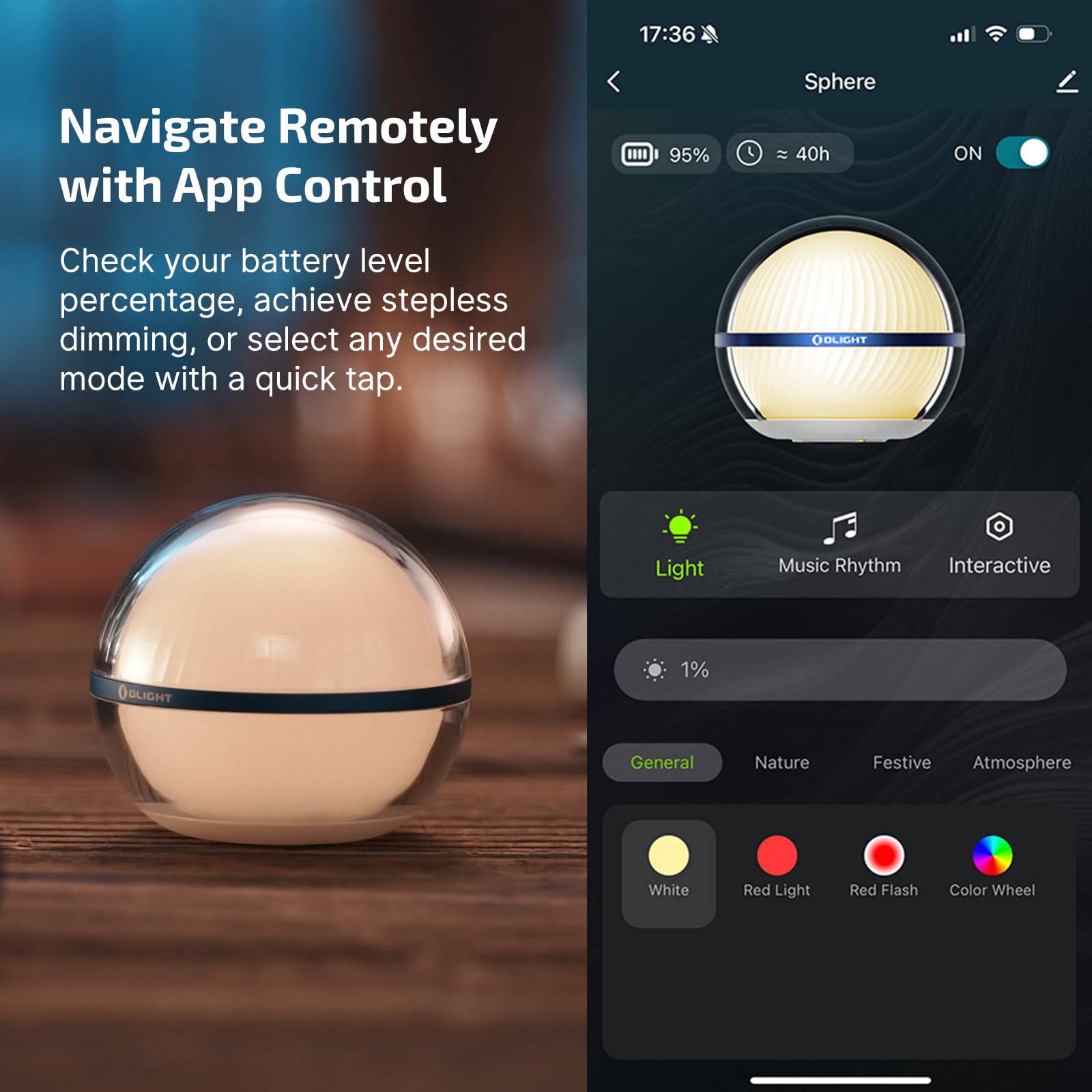 Foto 4 | Lámpara Nocturna Olight Sphere Smart, 75 Lúmenes, Rgb, Recargable - Venta Internacional.