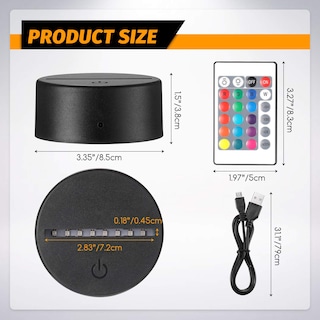 Foto 2 | Base de Lámpara Led Honoson 3d Night, 16 Colores con Mando A Distancia - Venta Internacional