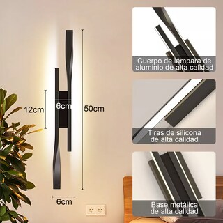 Foto 3 | Lámpara de Pared Luz Led Interior Eo Safe Imports Esi-16646 Negro