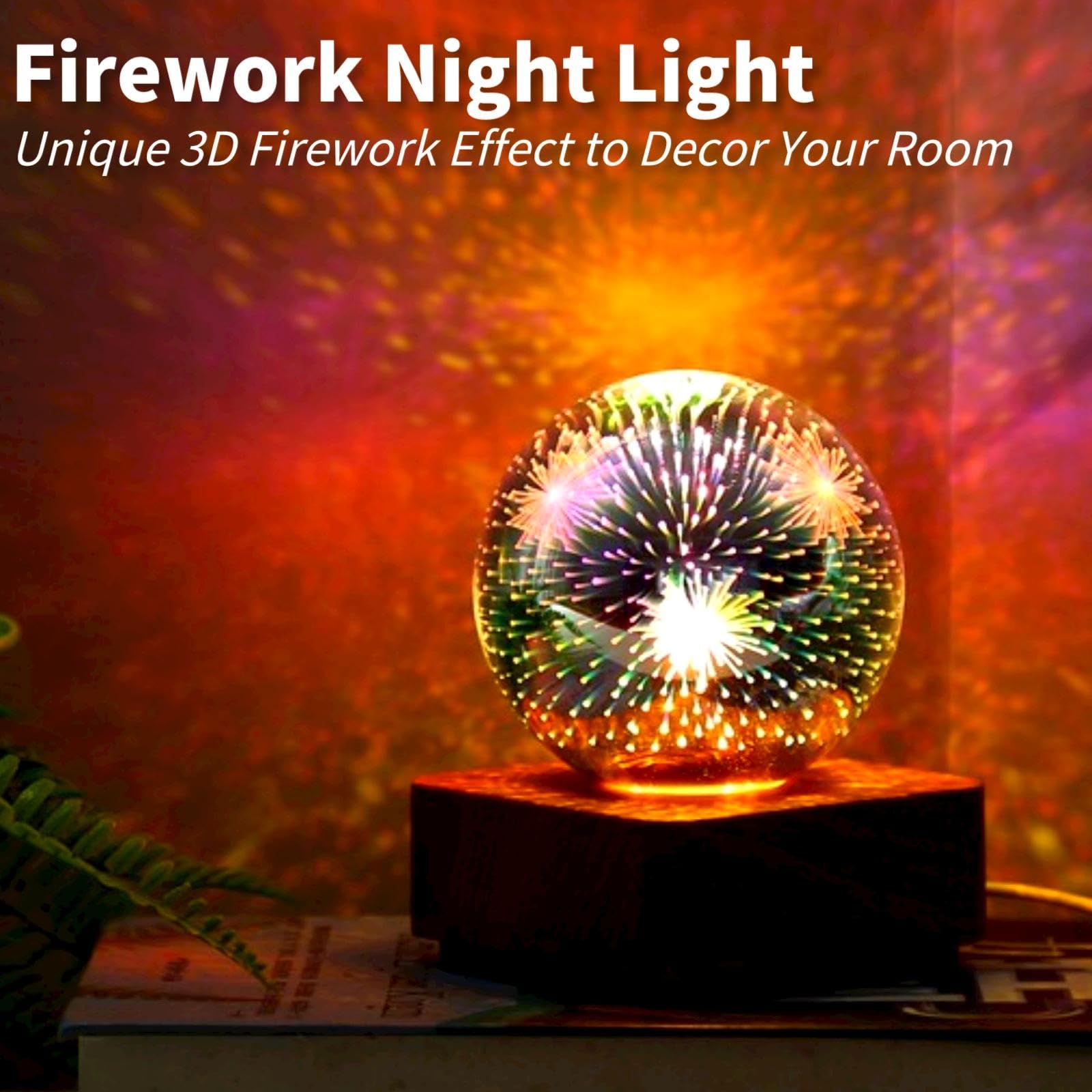 Foto 3 pulgar | Lámpara De Mesa Gzkpl Twinkle 3d Firework Ball Light Usb - Venta Internacional.