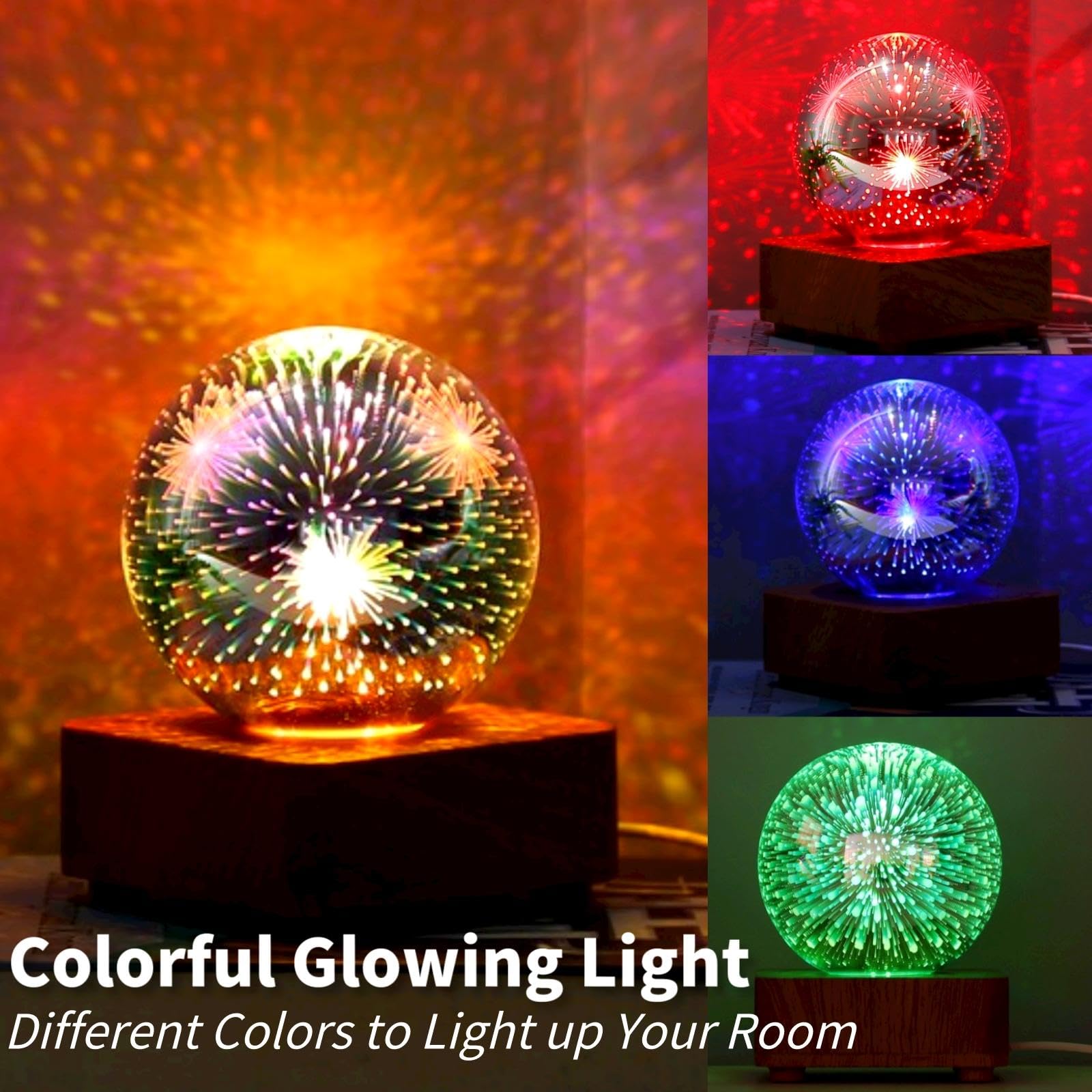 Foto 6 pulgar | Lámpara De Mesa Gzkpl Twinkle 3d Firework Ball Light Usb - Venta Internacional.
