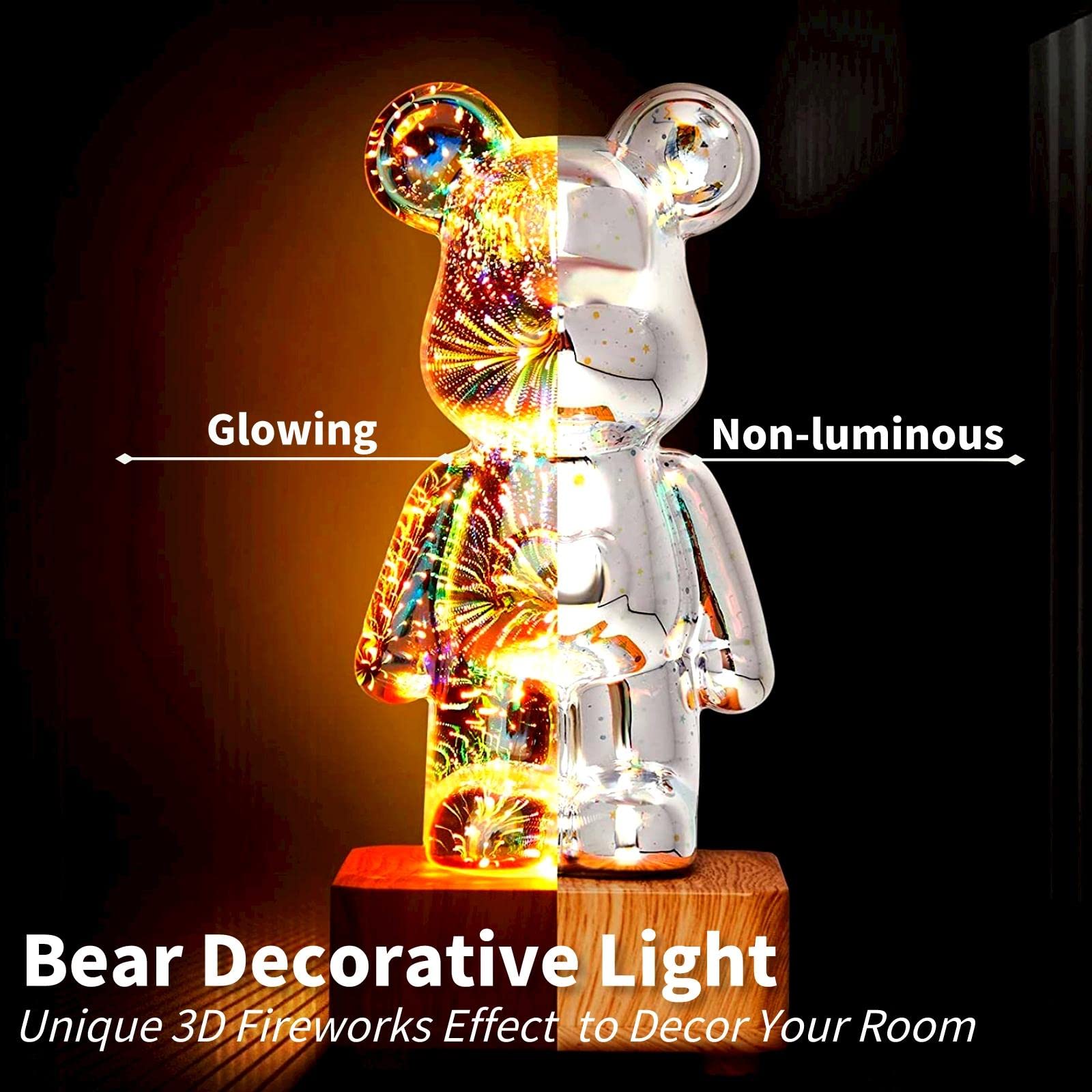 Foto 3 pulgar | Lámpara Led Gzkpl 3d Con Forma De Oso Pirotécnico Que Cambia De Color - Venta Internacional.