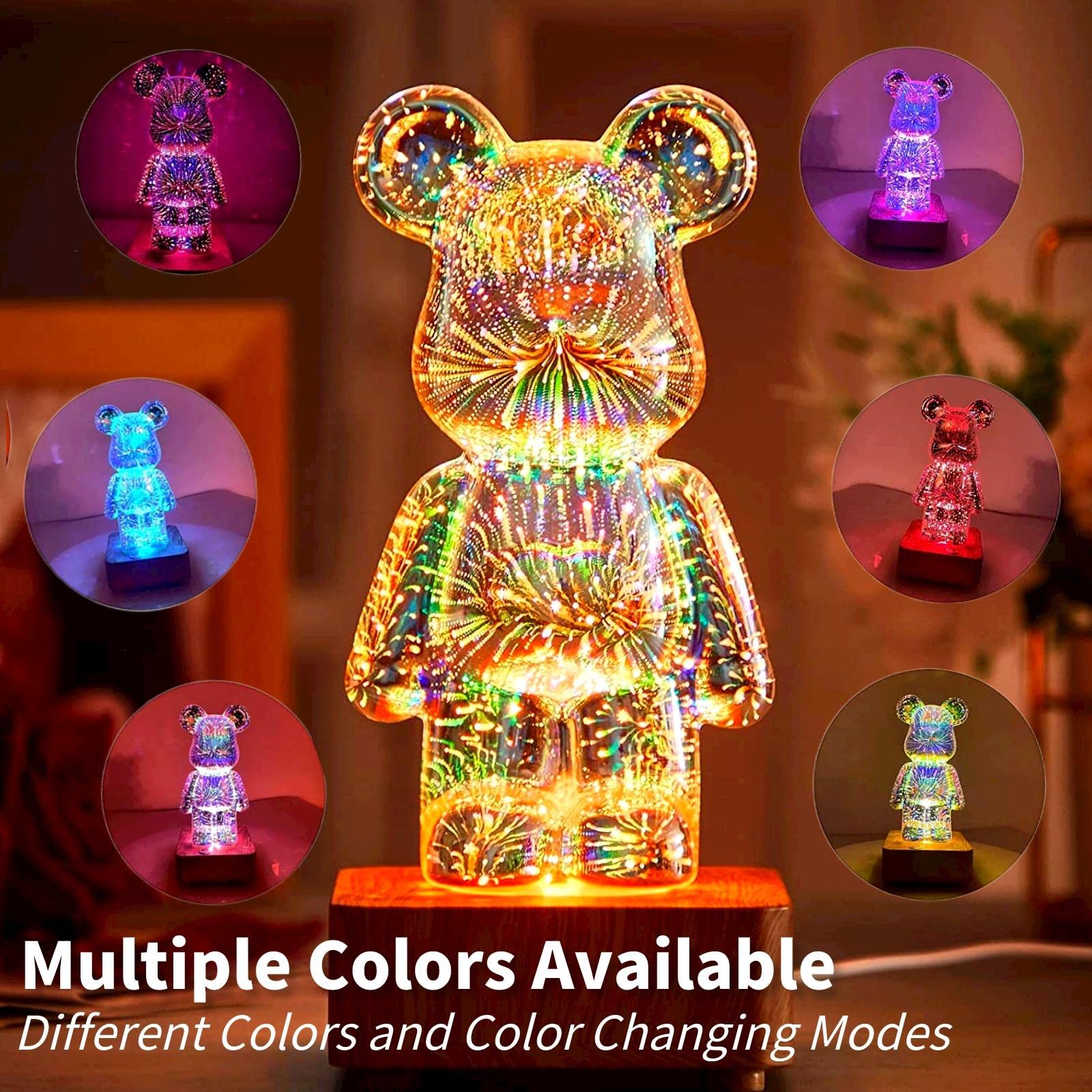 Foto 4 pulgar | Lámpara Led Gzkpl 3d Con Forma De Oso Pirotécnico Que Cambia De Color - Venta Internacional.