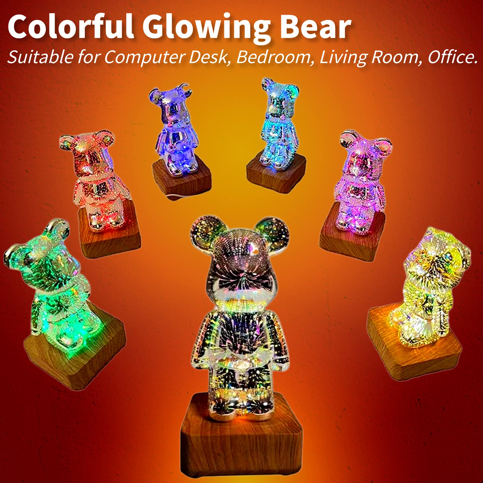 Foto 7 | Lámpara Led Gzkpl 3d Con Forma De Oso Pirotécnico Que Cambia De Color - Venta Internacional.