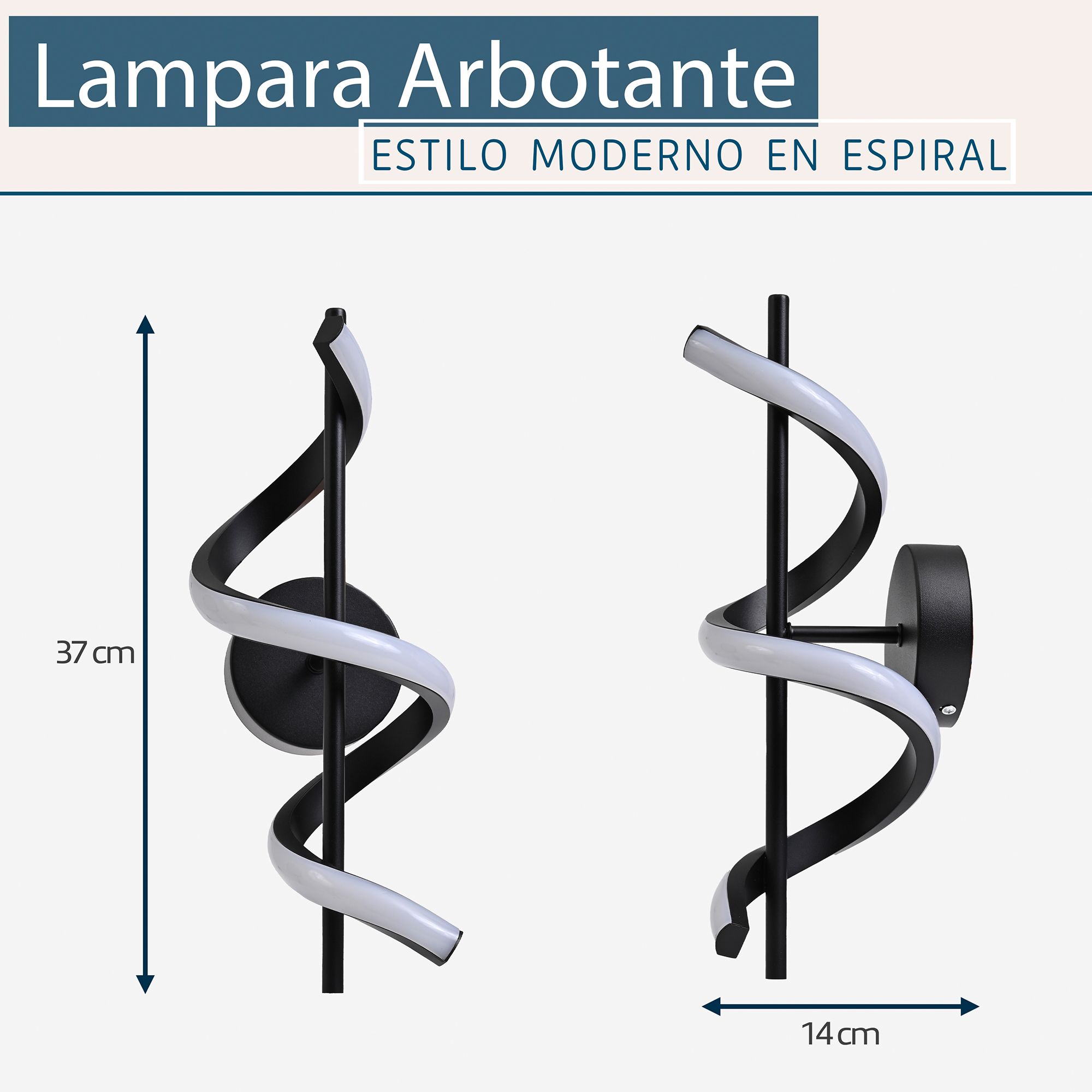 Foto 3 pulgar | Lámpara Arbotante Moderno Espiral Negro