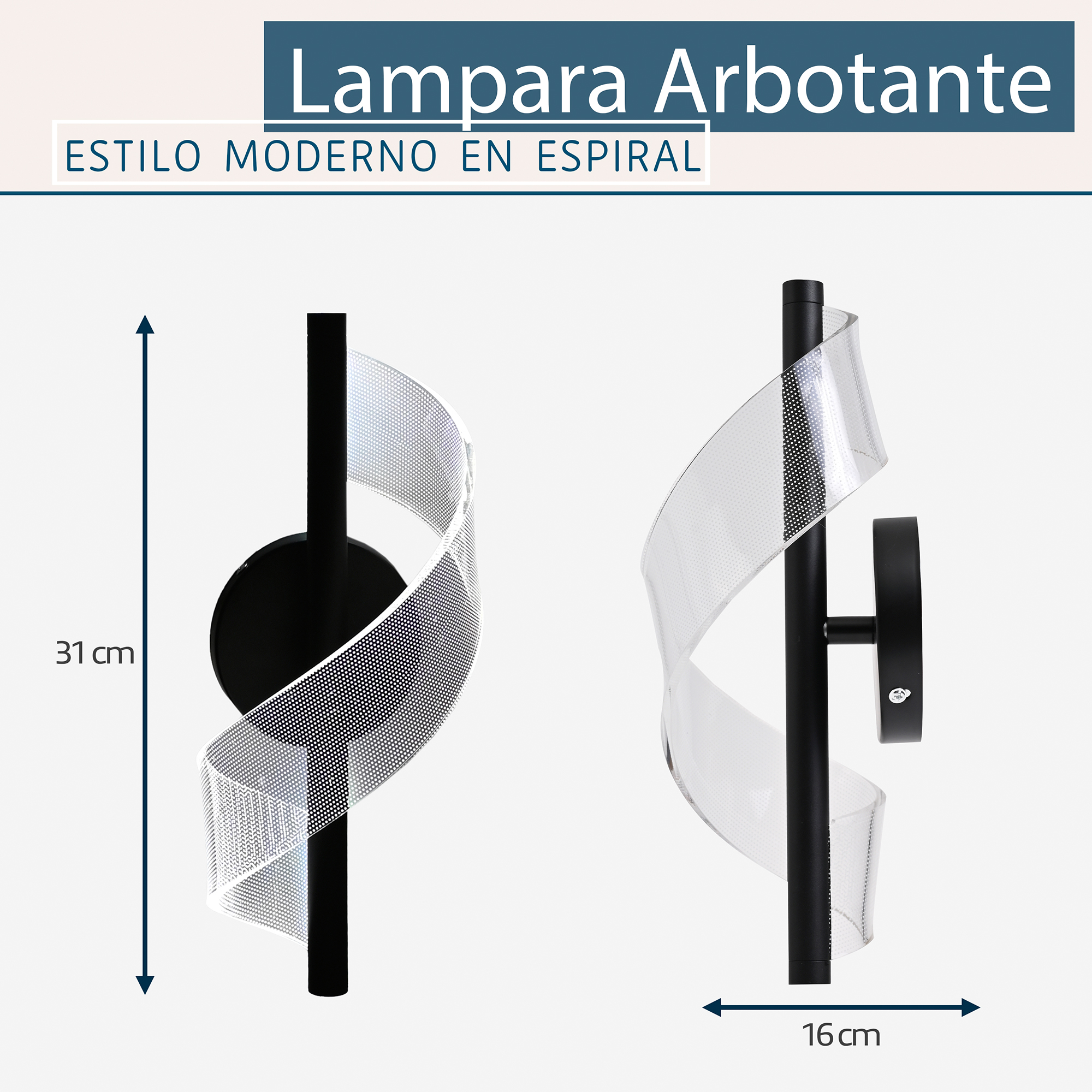 Foto 3 pulgar | Lámpara Arbotante Espiral Negro