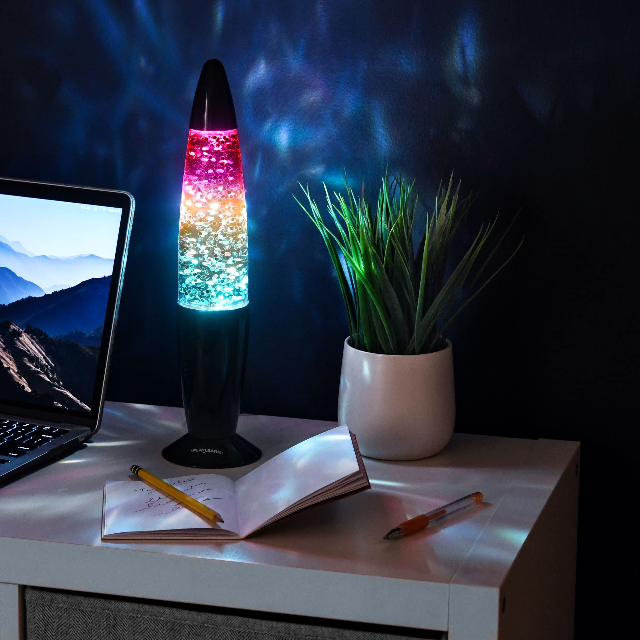 Foto 5 | Lámpara Nocturna de Cristal Con Purpurina Playlearn Usb 13.5 Cm - Venta Internacional