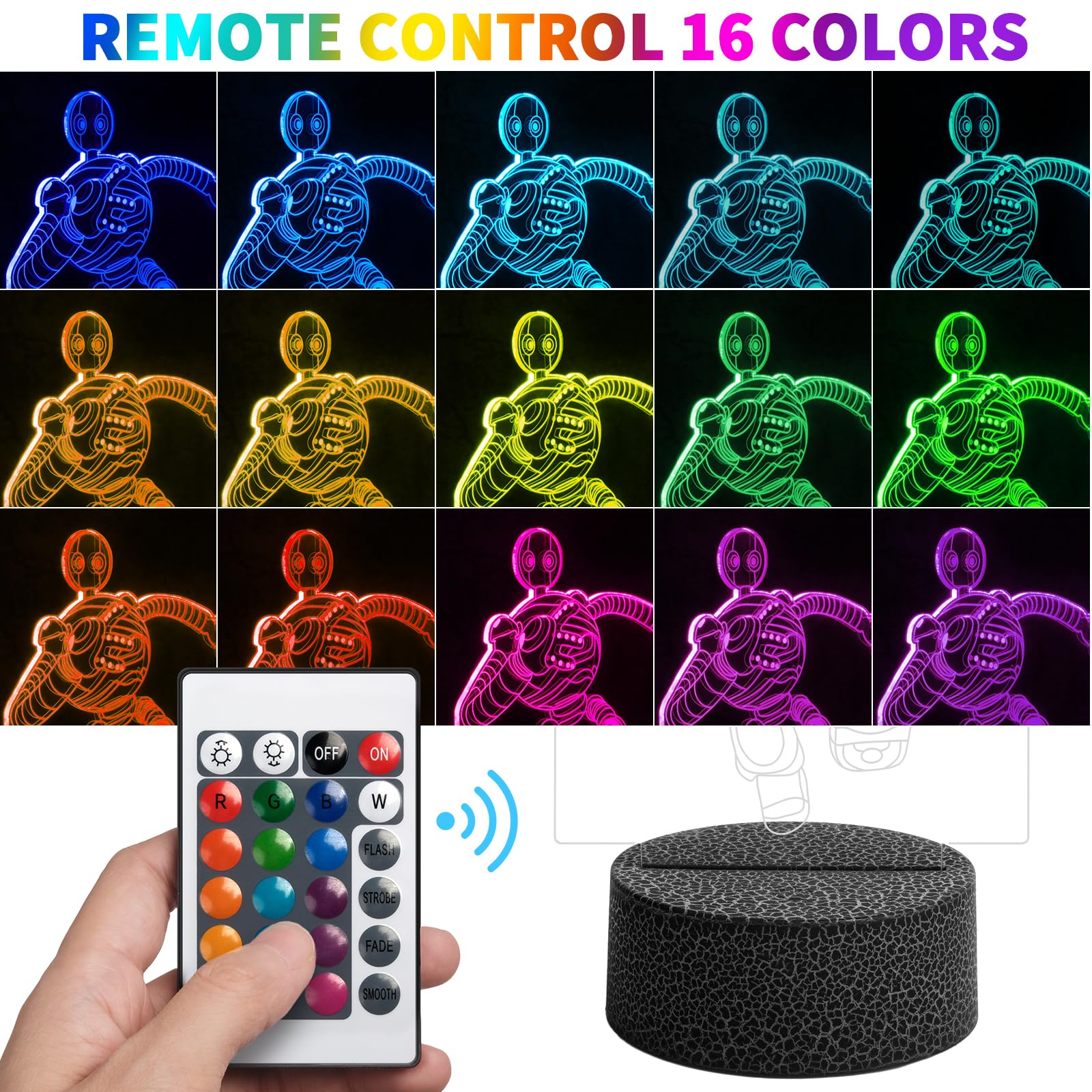 Foto 2 | Lámpara De Escritorio Led Con Control Táctil De Robot 3d Night Light Para Niños - Venta Internacional.