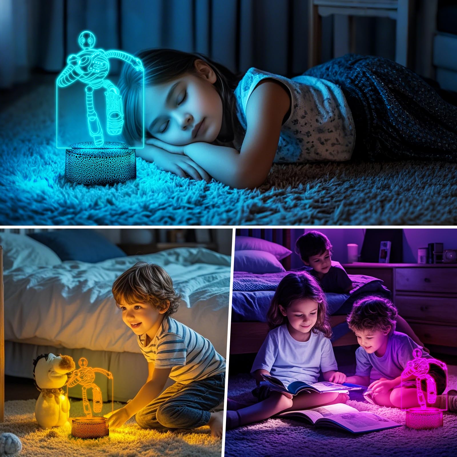 Foto 4 pulgar | Lámpara De Escritorio Led Con Control Táctil De Robot 3d Night Light Para Niños - Venta Internacional.