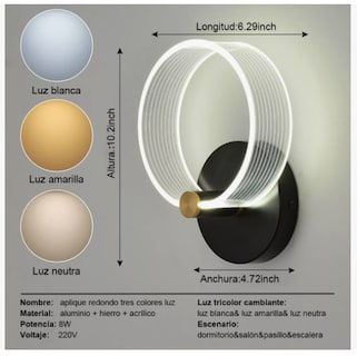 Foto 3 | Lámpara Xtellar Arbotante Espejo Dormitorio Pared Baño 3 Colores Luz