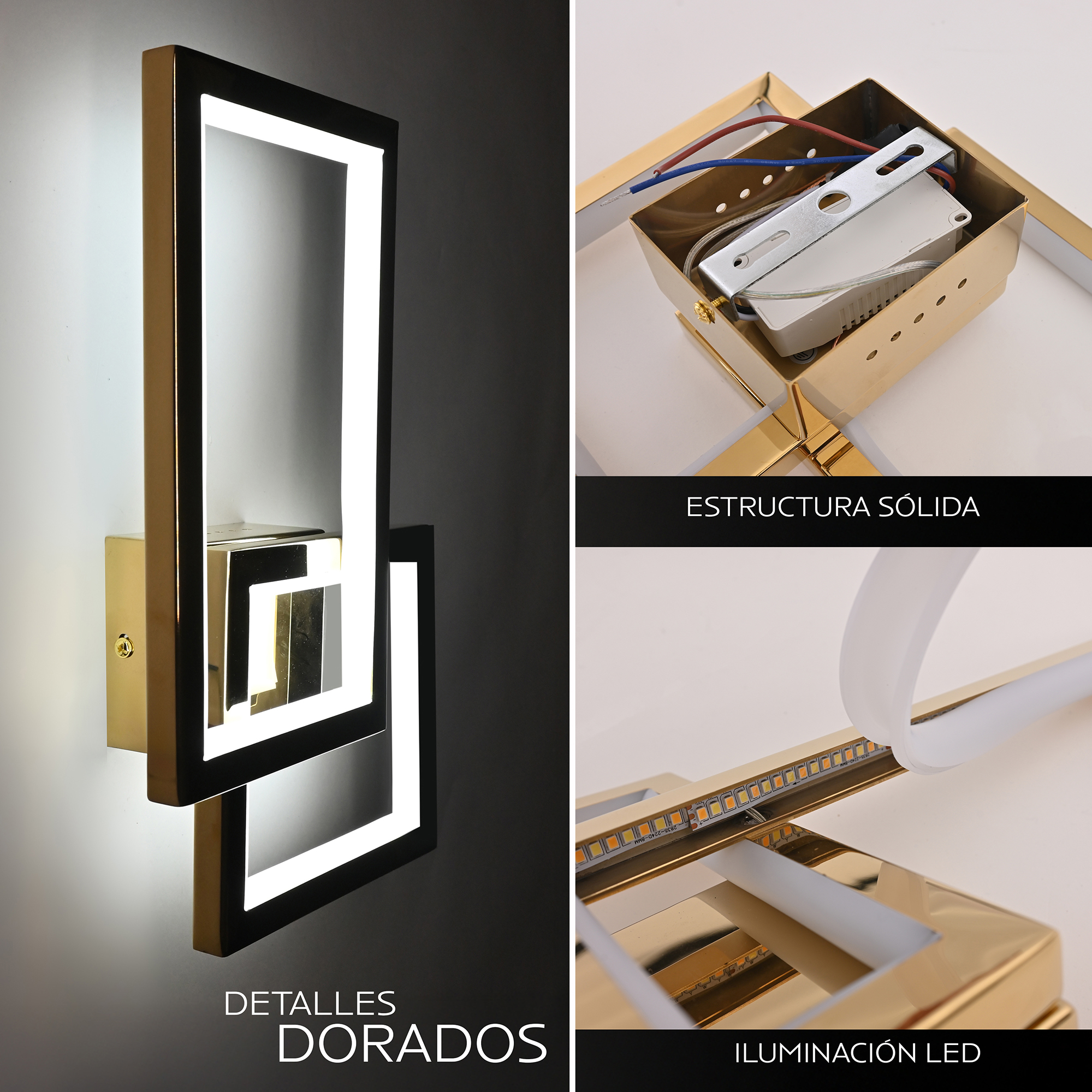 Foto 4 | Arbotante 2 Cudrados Leo Dorado