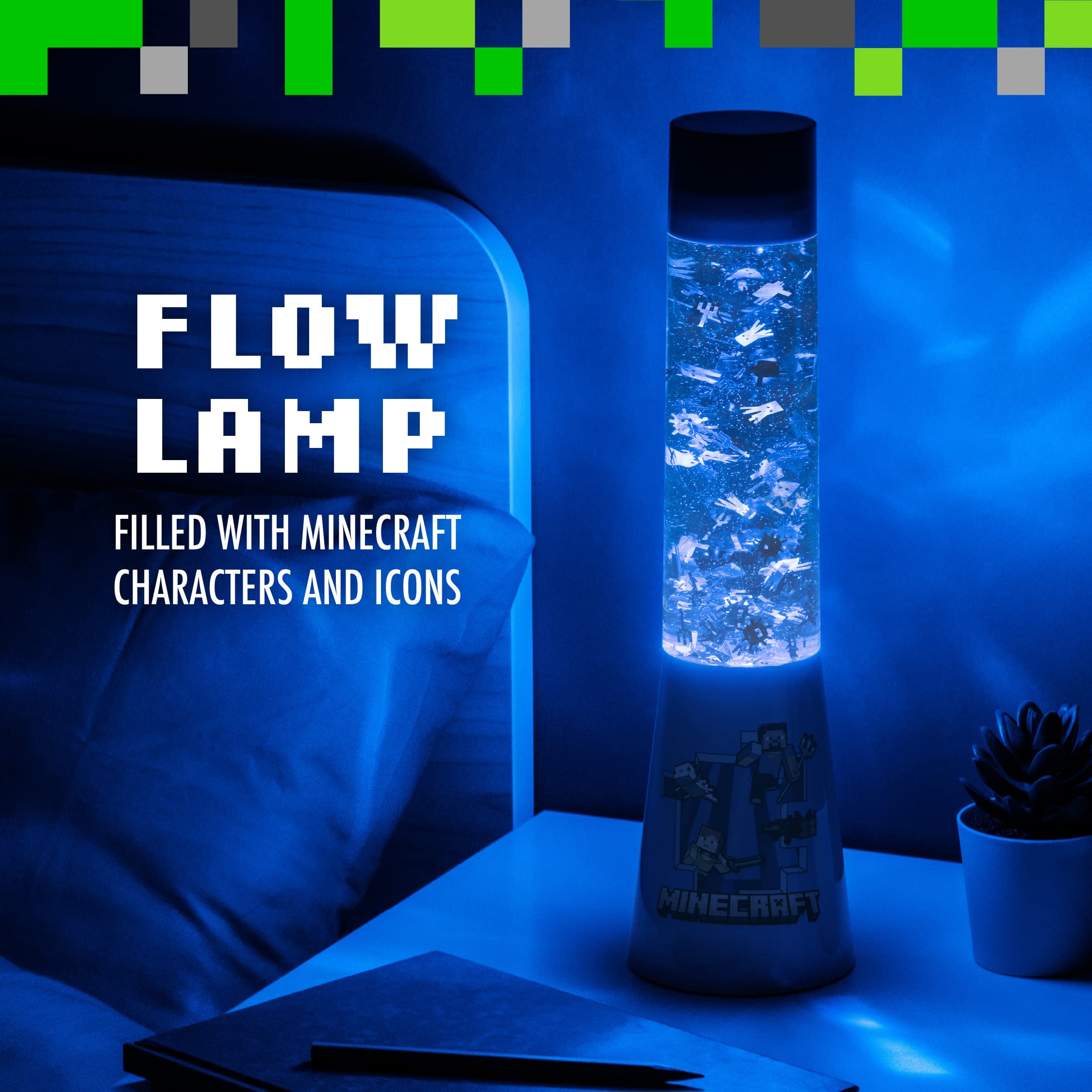 Foto 3 pulgar | Luz Nocturna Flow Lamp Paladone Minecraft Glitter De 33 Cm - Venta Internacional.