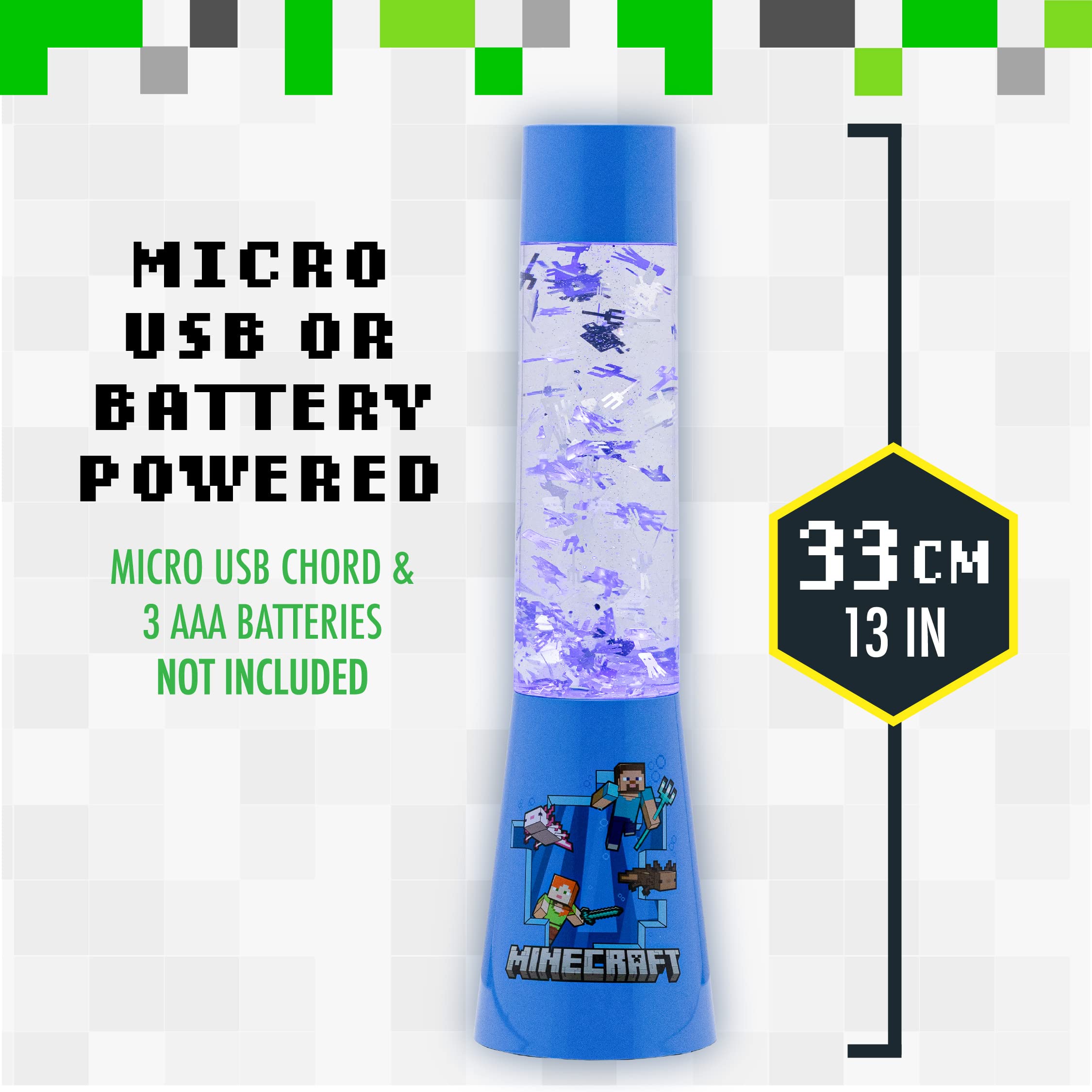 Foto 4 pulgar | Luz Nocturna Flow Lamp Paladone Minecraft Glitter De 33 Cm - Venta Internacional.