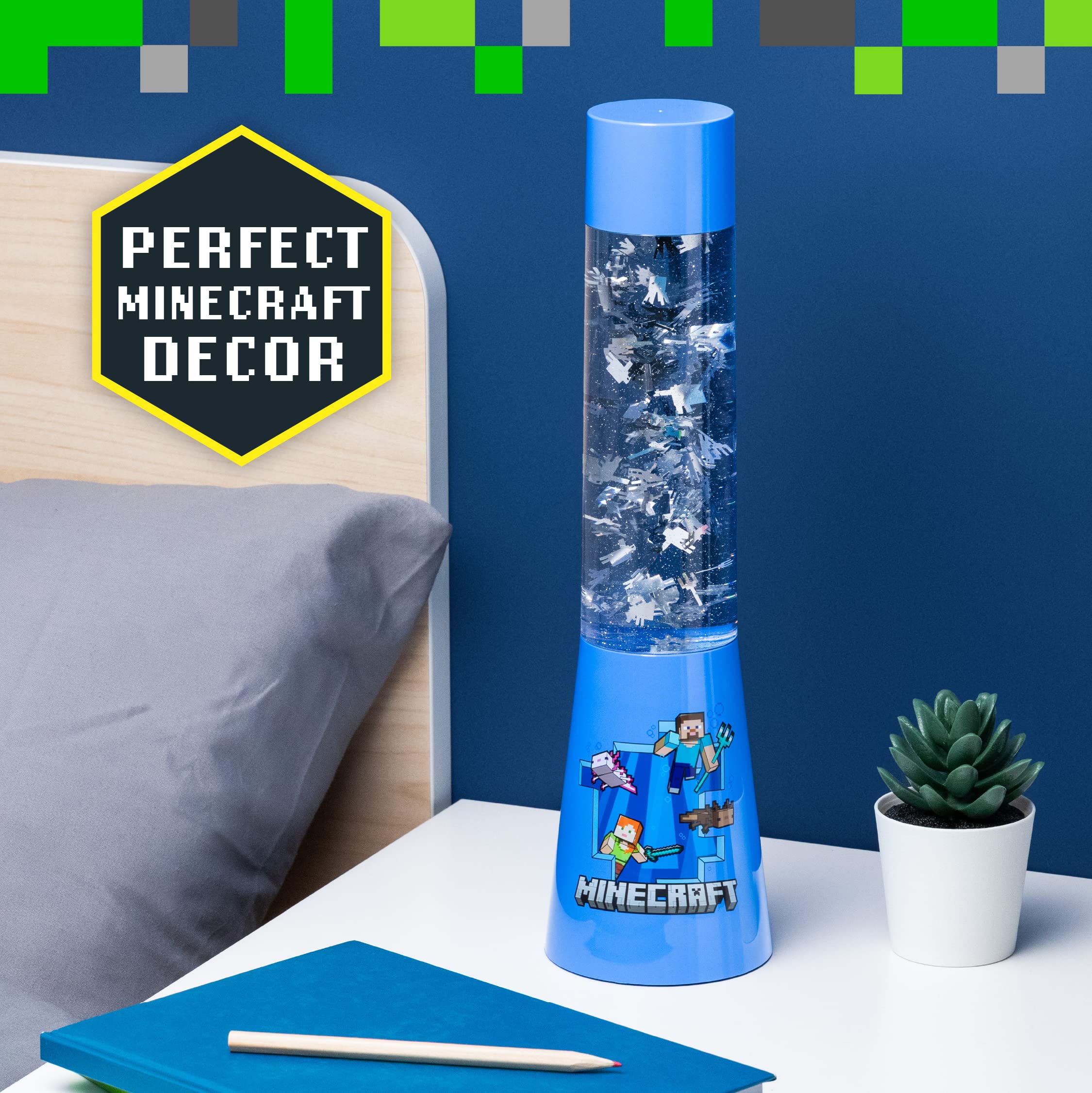 Foto 6 pulgar | Luz Nocturna Flow Lamp Paladone Minecraft Glitter De 33 Cm - Venta Internacional.
