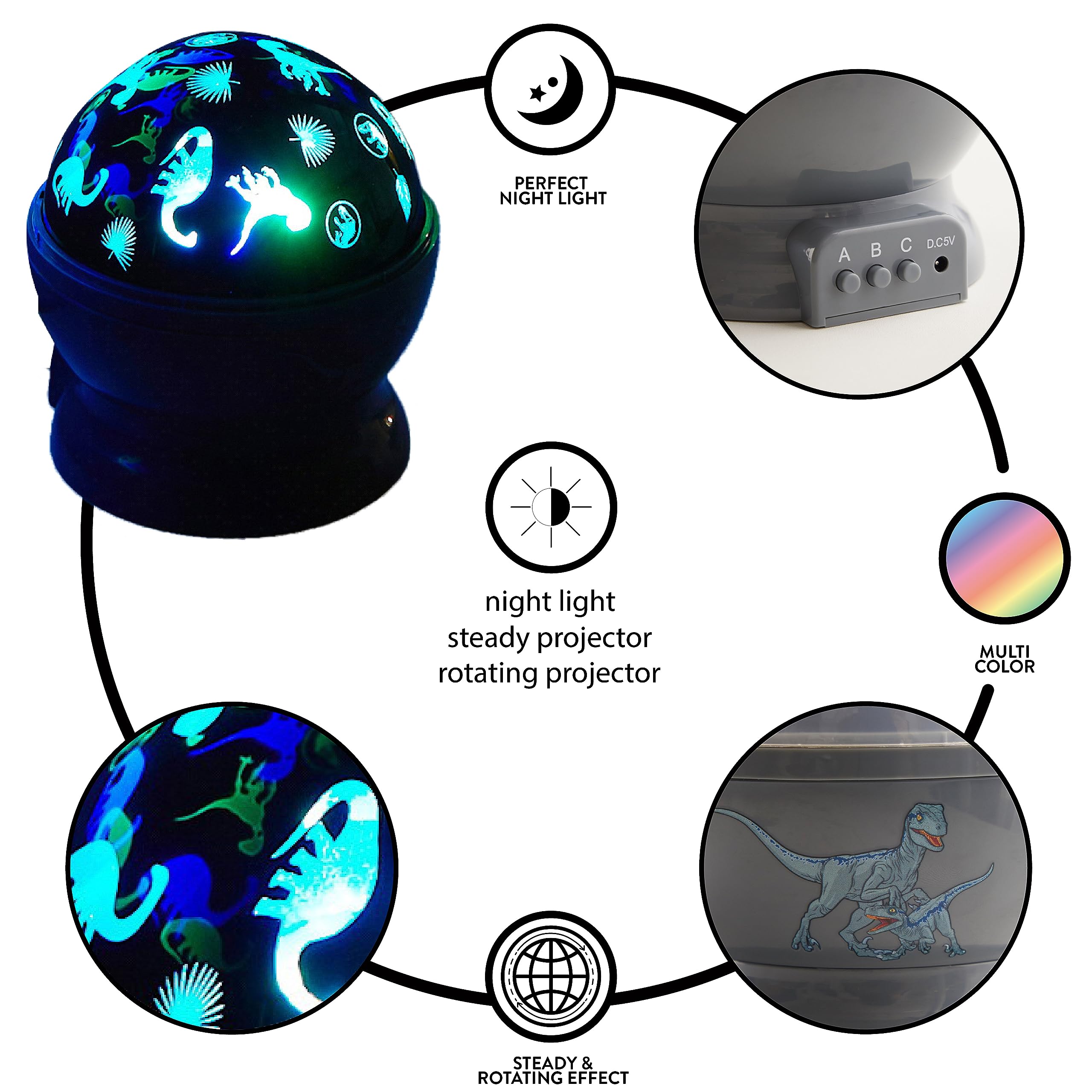 Foto 3 | Proyección Led De Dinosaurios De Lamp Idea Nuova Jurassic World - Venta Internacional.