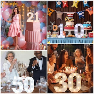 Foto 4 | Decoración Pooqla Con Iluminación Led Con Números 30 Para Fiesta De Cumpleaños - Venta Internacional.