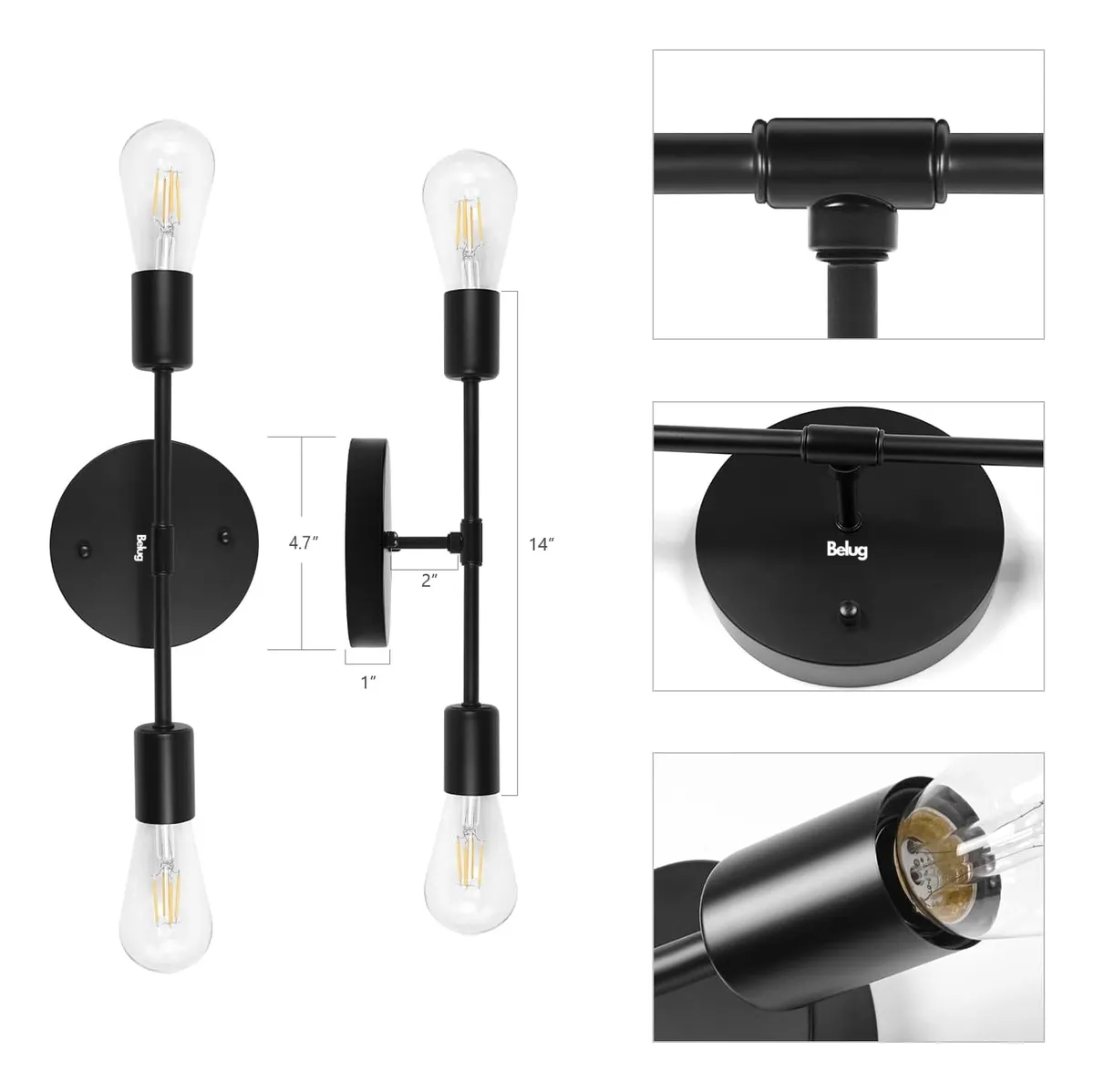 Foto 3 pulgar | Lámpara De Techo Belug Moderna Lámpara De Pared Decorativase Negro
