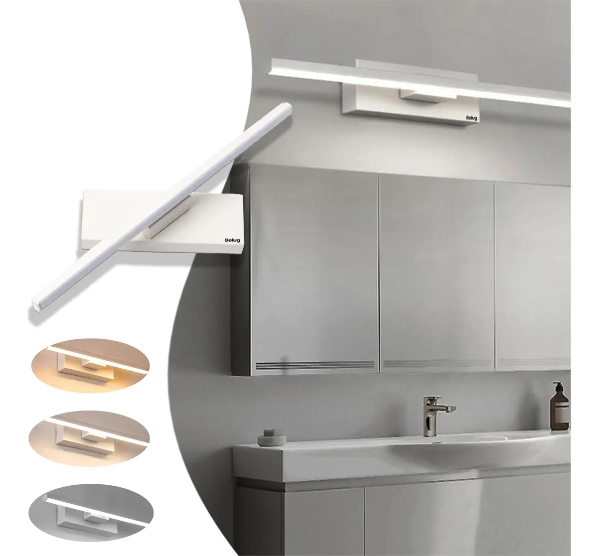 Foto 3 pulgar | Lampara De Pared Belug Interior Moderna Lámpara De Baño Dormitorio Blanco