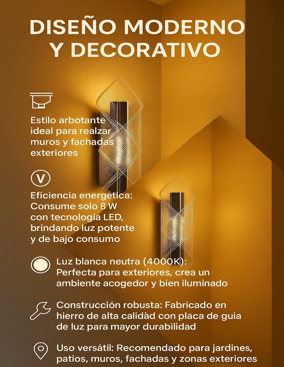 Foto 3 | Luminario Arbotante Para Muro Cityluz – 8w Led