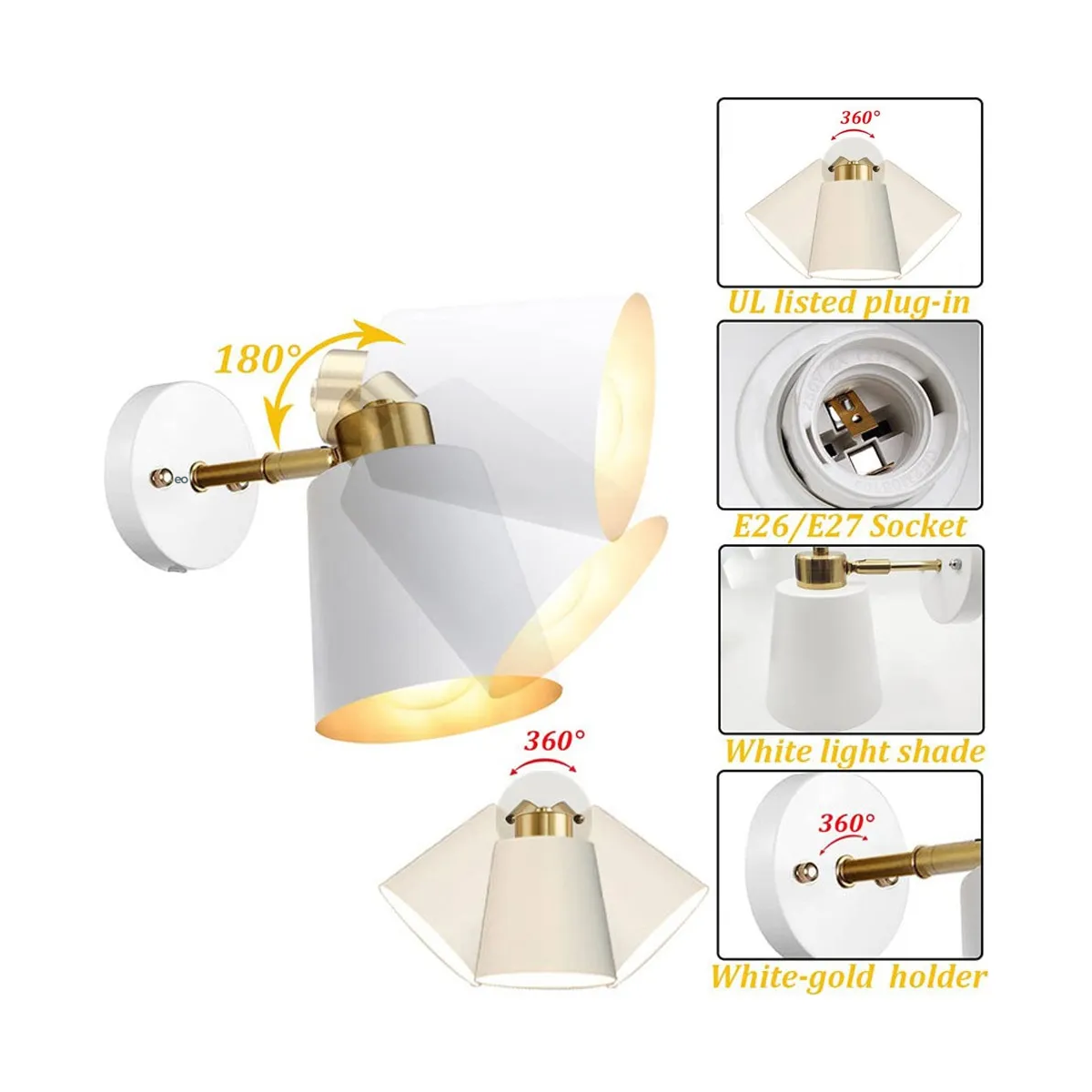 Foto 4 pulgar | 2 Lámpara Decorativas De Pared Interior/exterior Vintage Led Eo Safe Imports Esi-19471 Blanco