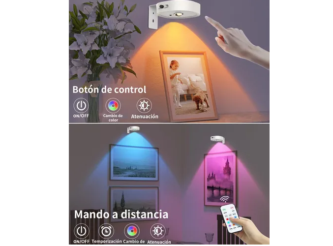 Foto 5 pulgar | Lámparas De Pared Xtellar: Iluminación Inalámbrica De Calidad Superior Con Control Remoto Y Recargables