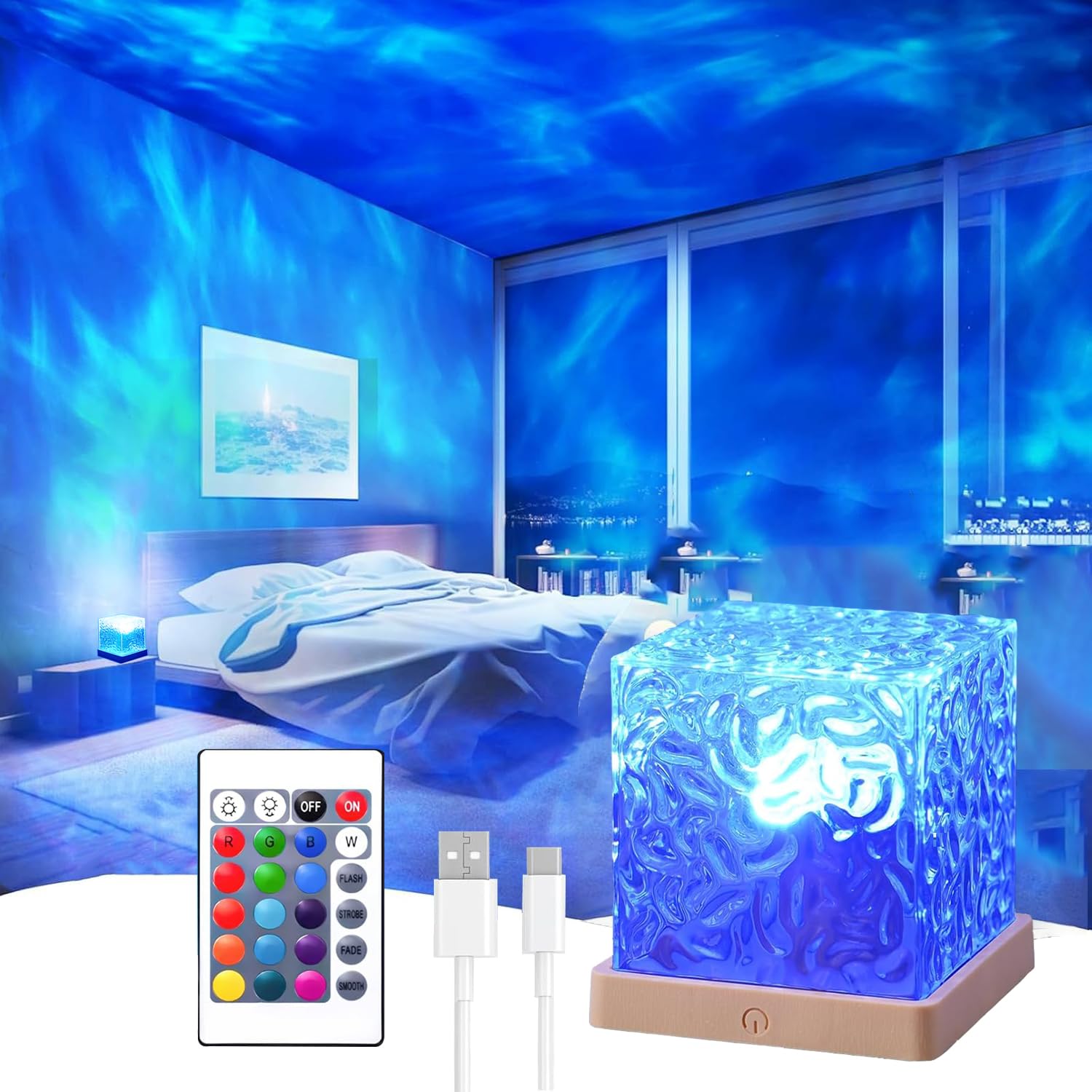Foto 2 pulgar | Proyector Ocean Wave Light Growalleter Luminorthe Cube Lamp - Venta Internacional.