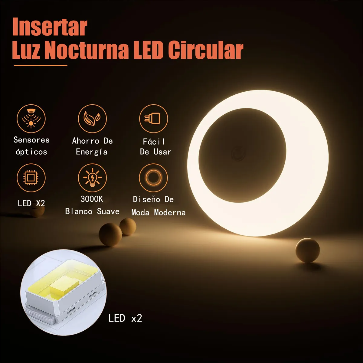 Foto 5 pulgar | Paquete De 2 Luces Nocturnas Enchufables A La Pared Blanco Calido Eo Safe Imports Esi-19911 Blanco