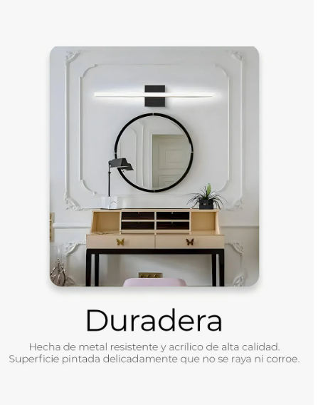 Foto 5 pulgar | Lámpara Para Espejo De Baño Moderna Con Luz Led Blanca 24w Estructura Negro