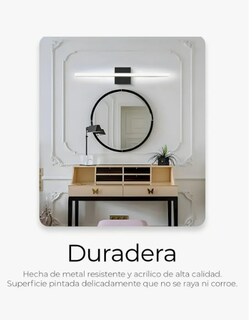 Foto 4 | Lámpara Para Espejo De Baño Moderna Con Luz Led Blanca 24w Estructura Negro