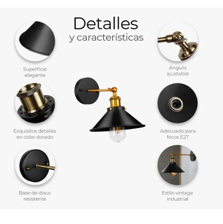 Foto 5 | Kit 2 Lámparas Decorativas De Pared Int/ext. Vintage Retro