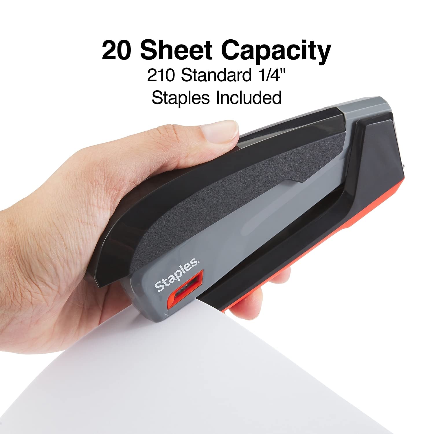 Foto 5 pulgar | Escritorio Stapler Staples One-touch De Tira Completa, 20 Hojas, Gris/negro/rojo - Venta Internacional.