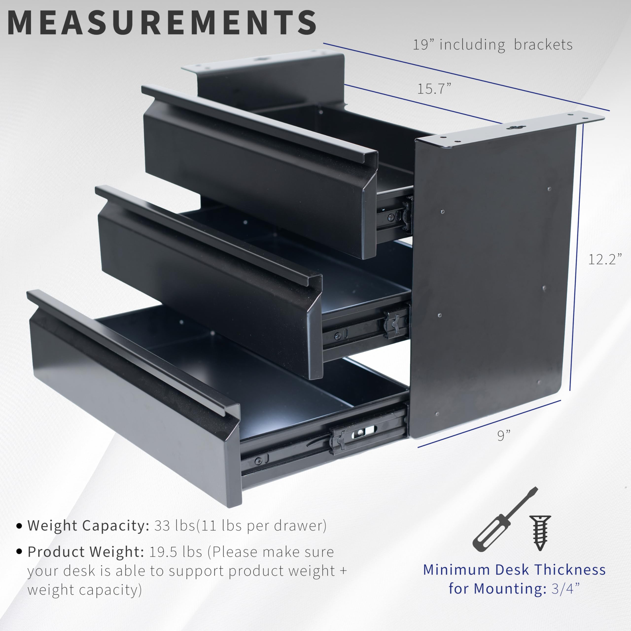 Foto 3 | Juego de Cajones para Debajo del Escritorio Vivo Desk-dr03 3 Niveles - Venta Internacional