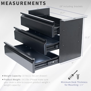 Foto 3 | Juego de Cajones para Debajo del Escritorio Vivo Desk-dr03 3 Niveles - Venta Internacional
