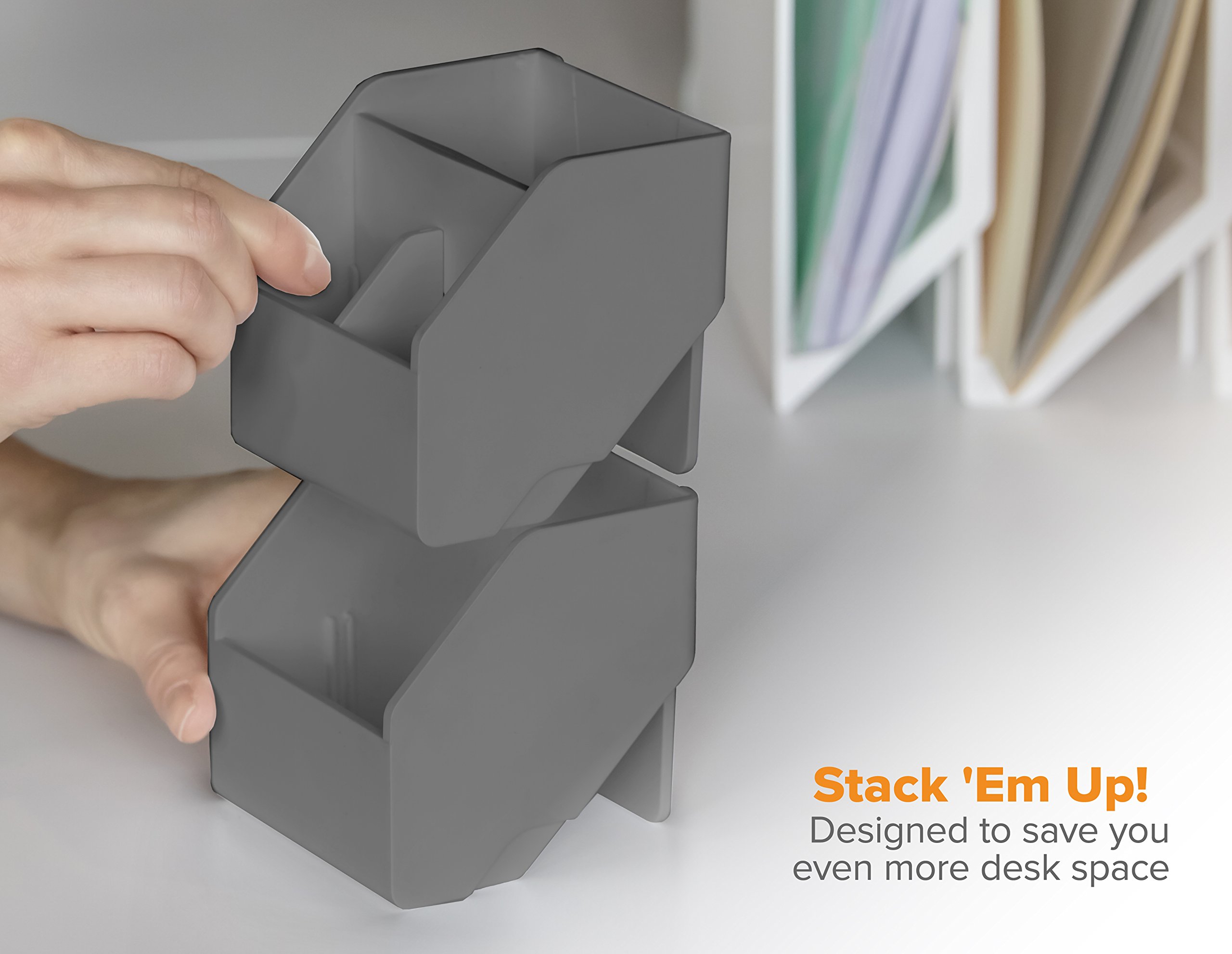 Foto 7 pulgar | Organizador De Escritorio Bostitch Office, Ancho, Portalápices, Gris - Venta Internacional.