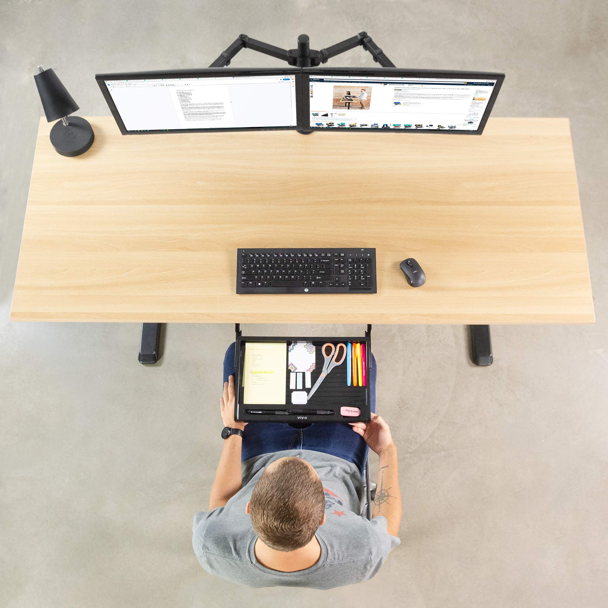 Foto 5 | Cajón Para Lápices Vivo Desk-ac04d Para Debajo Del Escritorio, 43 Cm, Acero Negro - Venta Internacional.