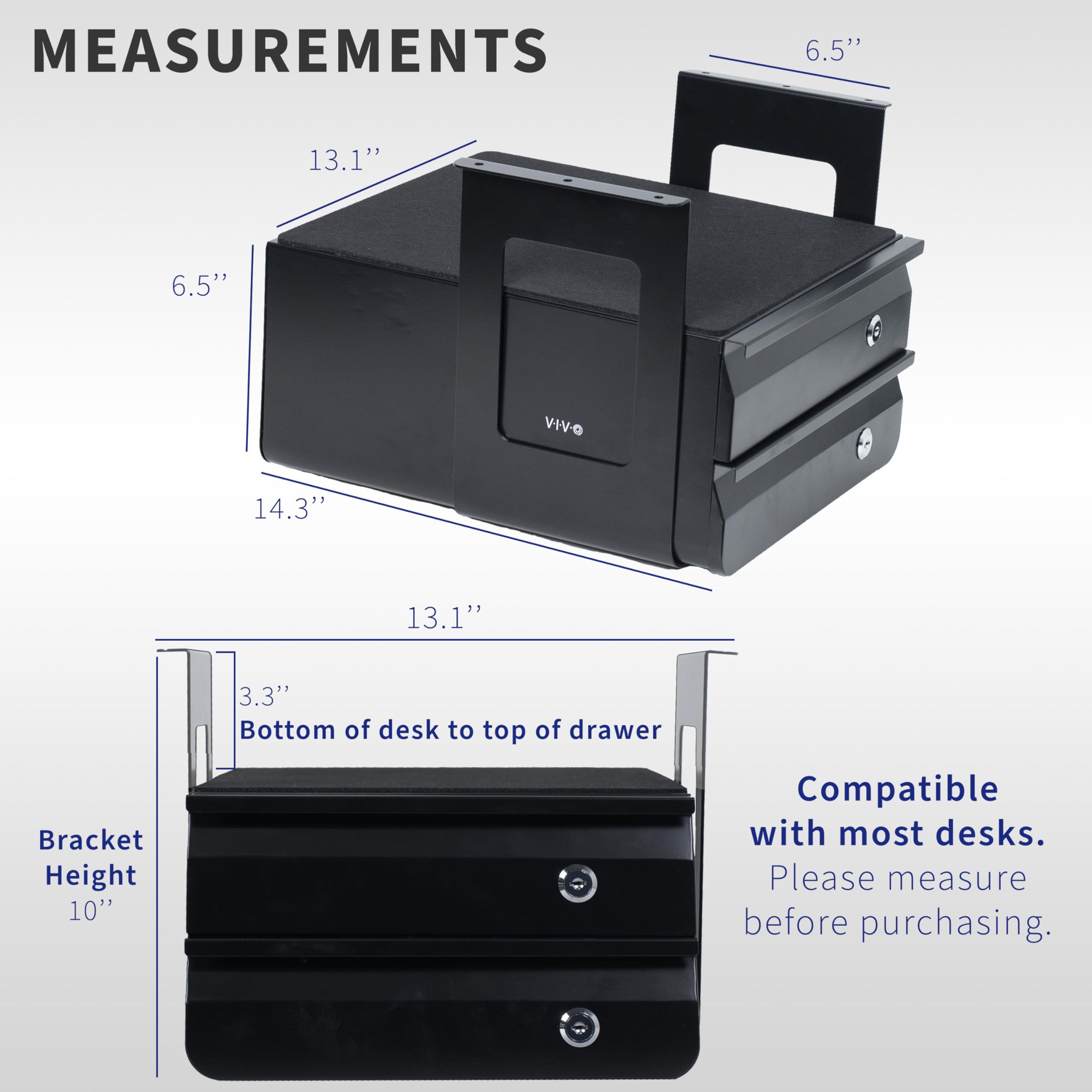 Foto 3 | Cajones Deslizantes Dobles Apilables Para Debajo Del Escritorio Vivo Desk-ac03l- - Venta Internacional.