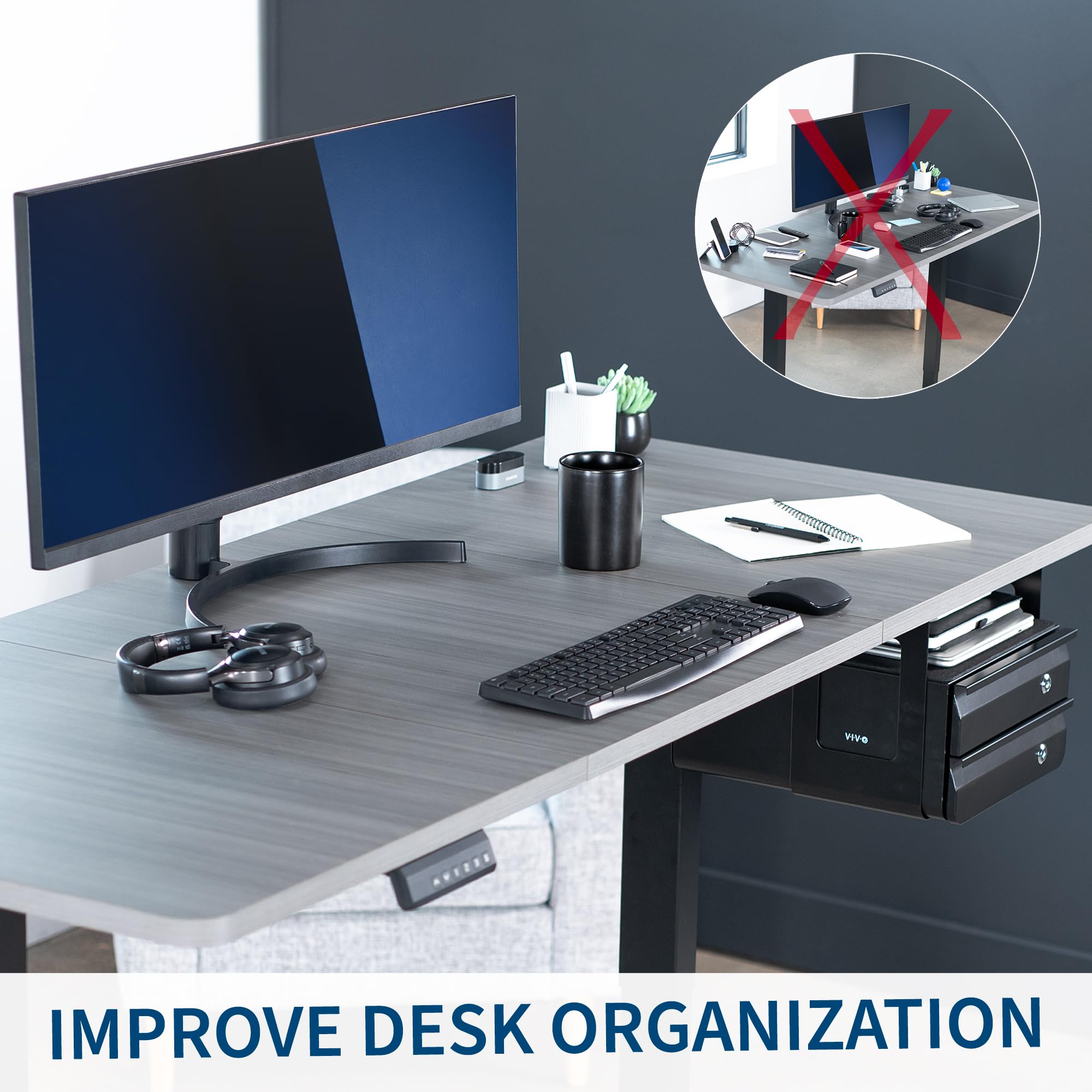 Foto 5 | Cajones Deslizantes Dobles Apilables Para Debajo Del Escritorio Vivo Desk-ac03l- - Venta Internacional.