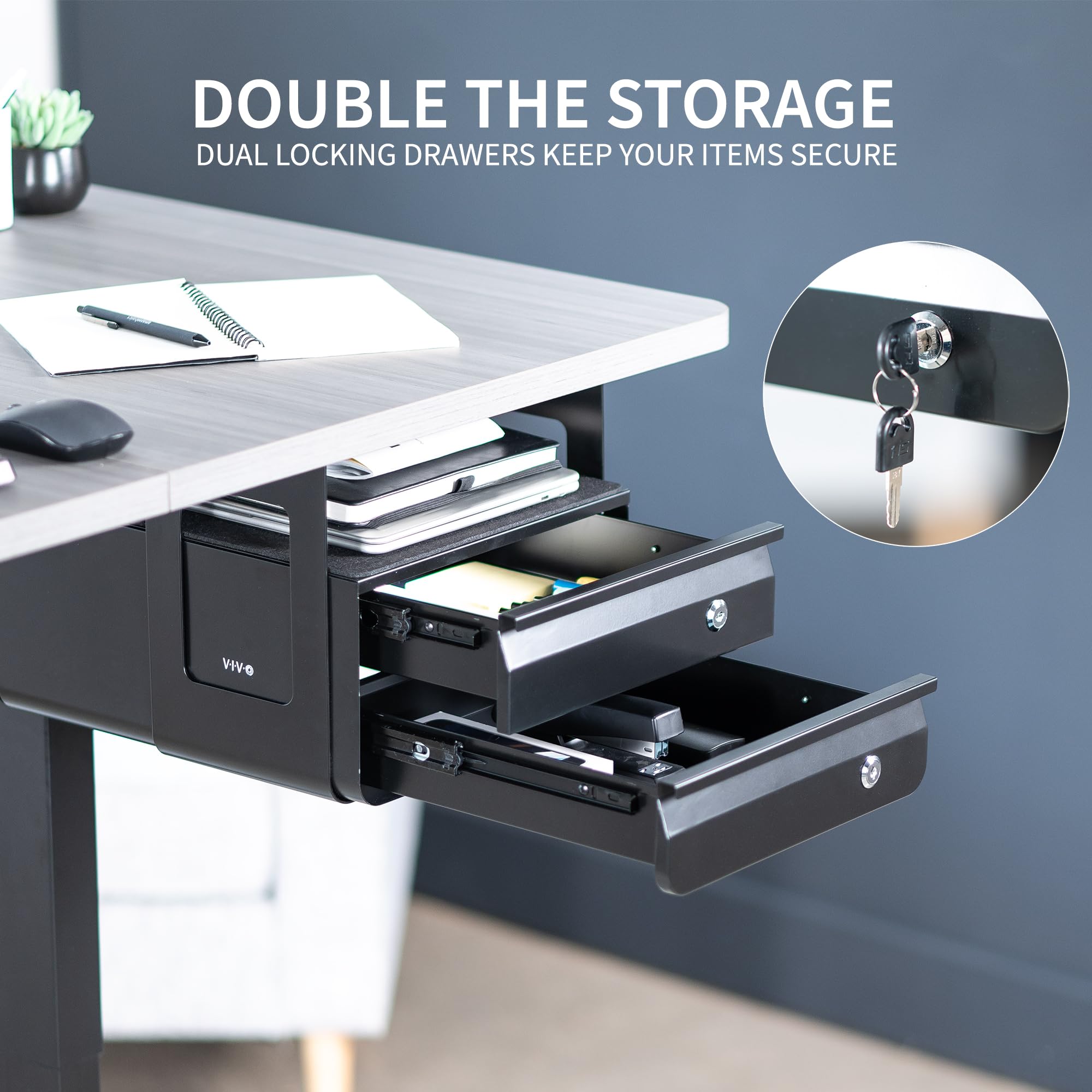Foto 6 | Cajones Deslizantes Dobles Apilables Para Debajo Del Escritorio Vivo Desk-ac03l- - Venta Internacional.
