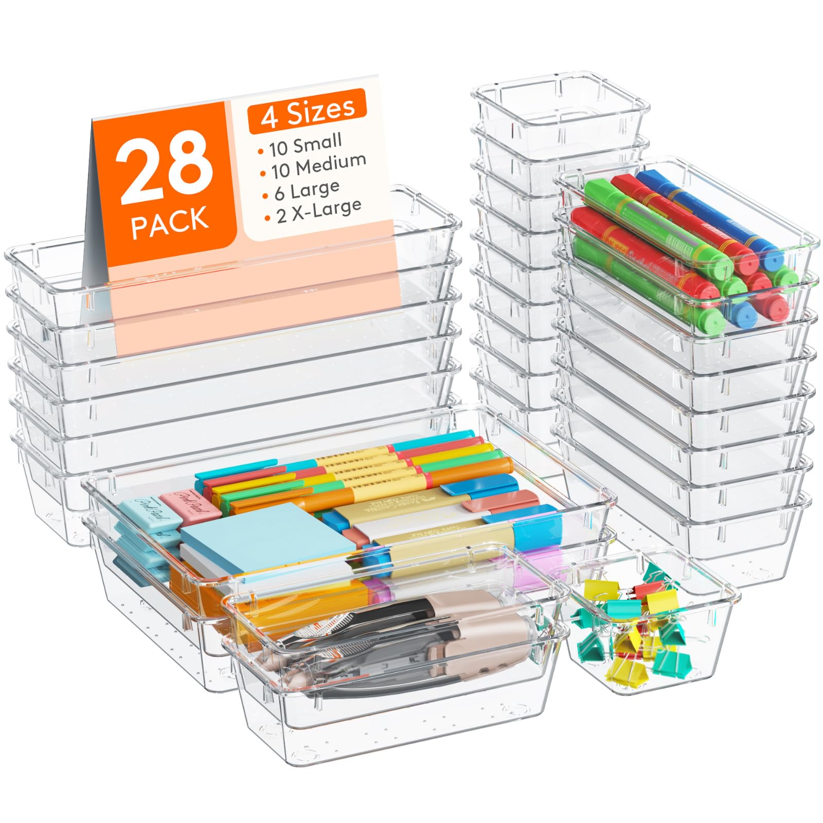 Foto 1 | Organizador De Cajones Lifewit, 28 Unidades, Divisores De Escritorio De Plástico Transparente - Venta Internacional.