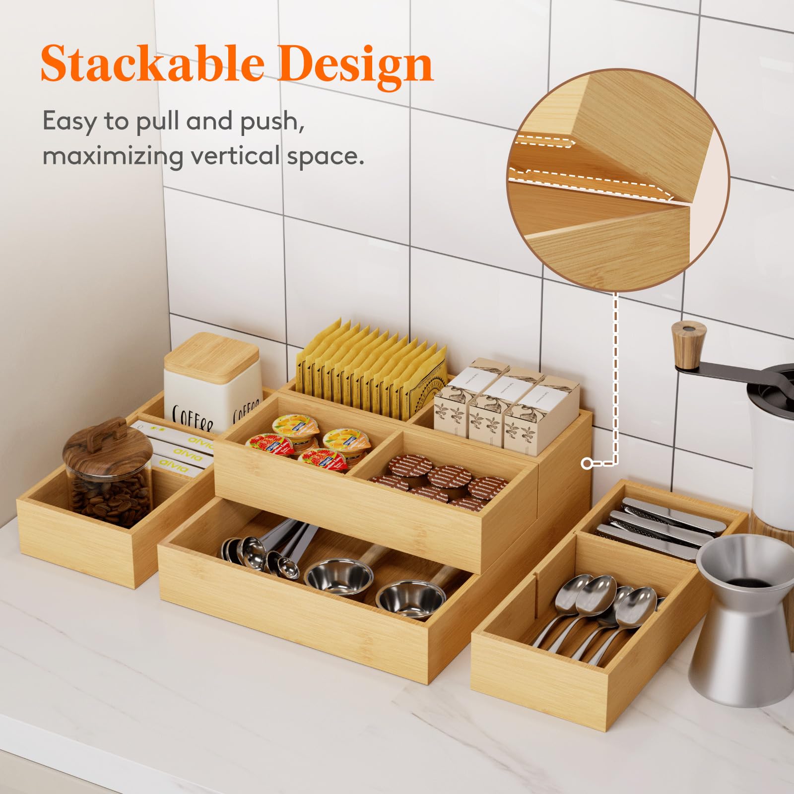 Foto 4 pulgar | Organizadores De Cajones Lifewit, Paquete De 10 Con 12 Insertos De Madera De Bambú - Venta Internacional.