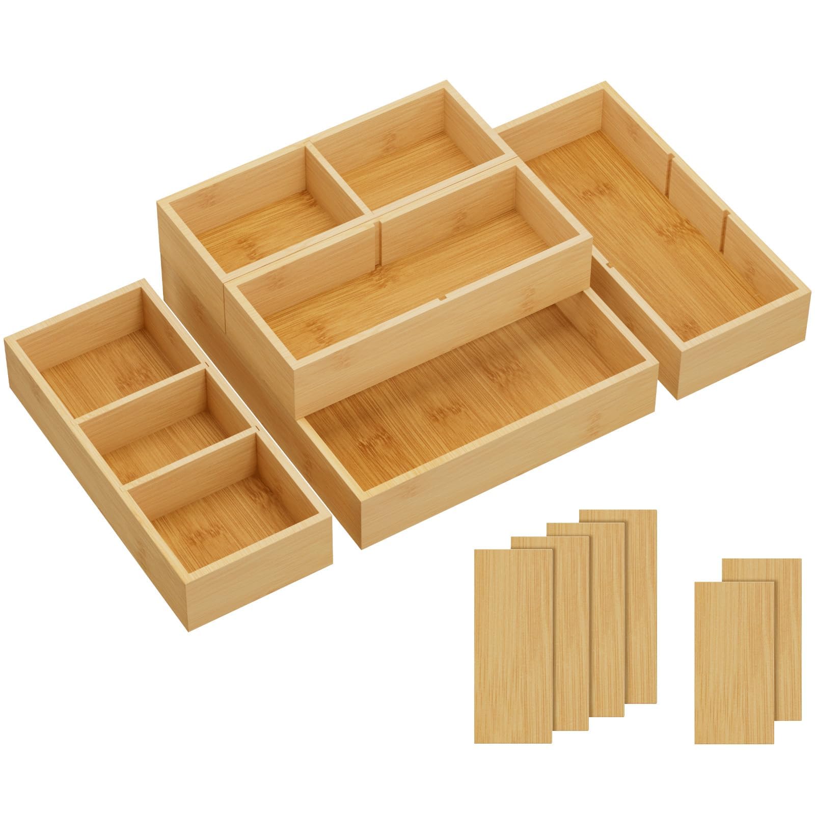 Foto 1 | Organizadores De Cajones Lifewit, Paquete De 5 Con 6 Insertos De Madera De Bambú - Venta Internacional.