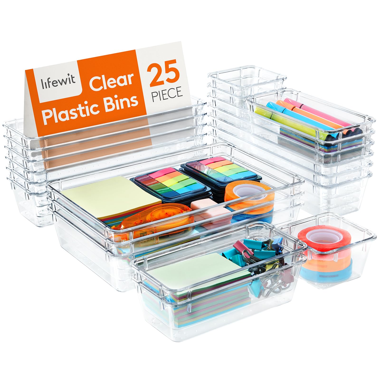 Foto 1 | Organizador De Cajones Lifewit, 25 Unidades, Plástico Transparente, 4 Tamaños - Venta Internacional.