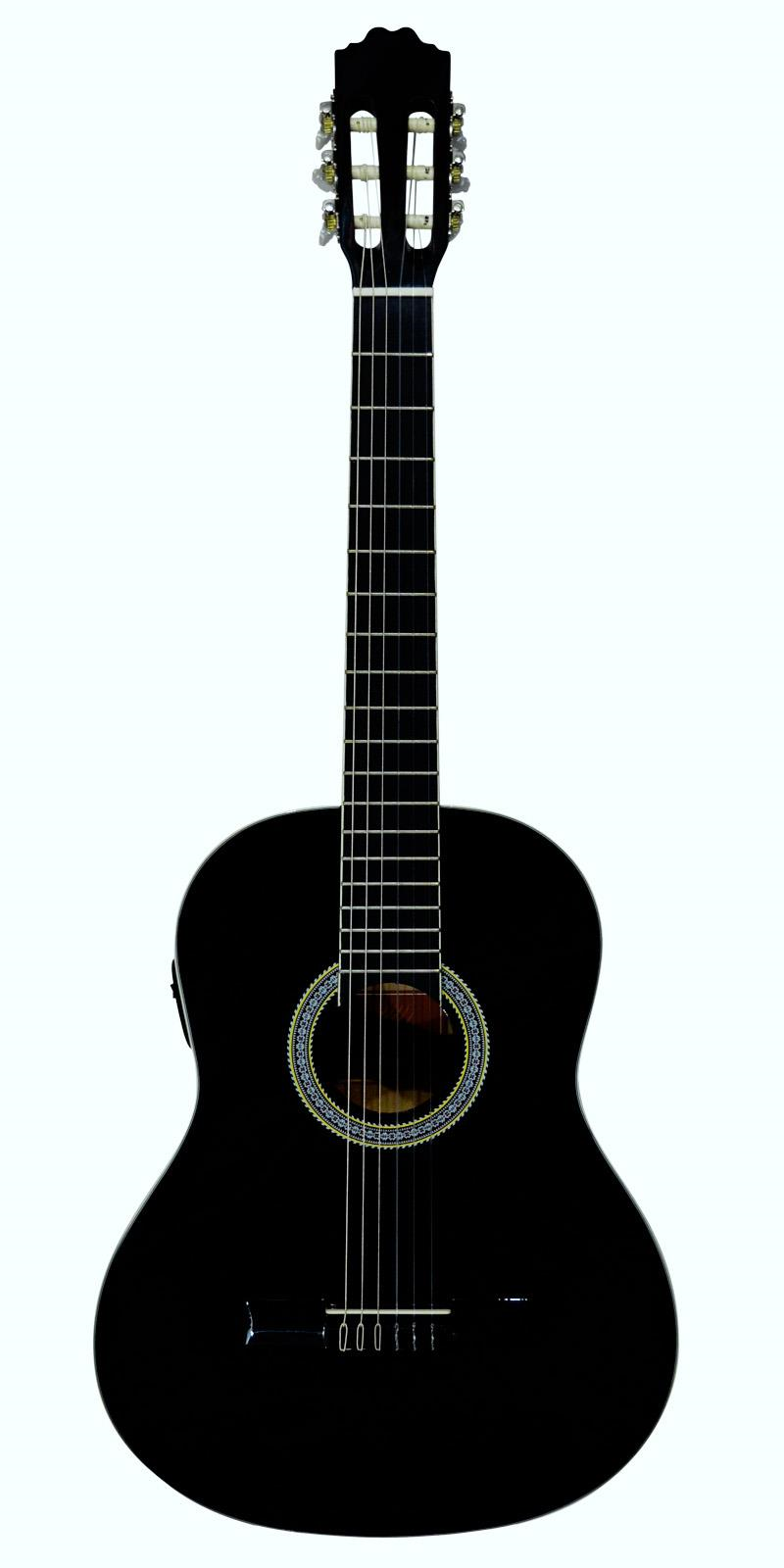 Guitarra Clásica La Sevillana A-2e Bk color Negro Nylon Electroacústica