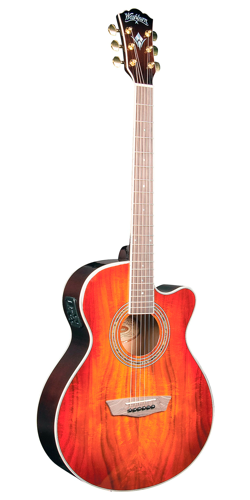 Guitarra Electroacústica Washburn Ea55g  Mini Jumbo Tapa Koa