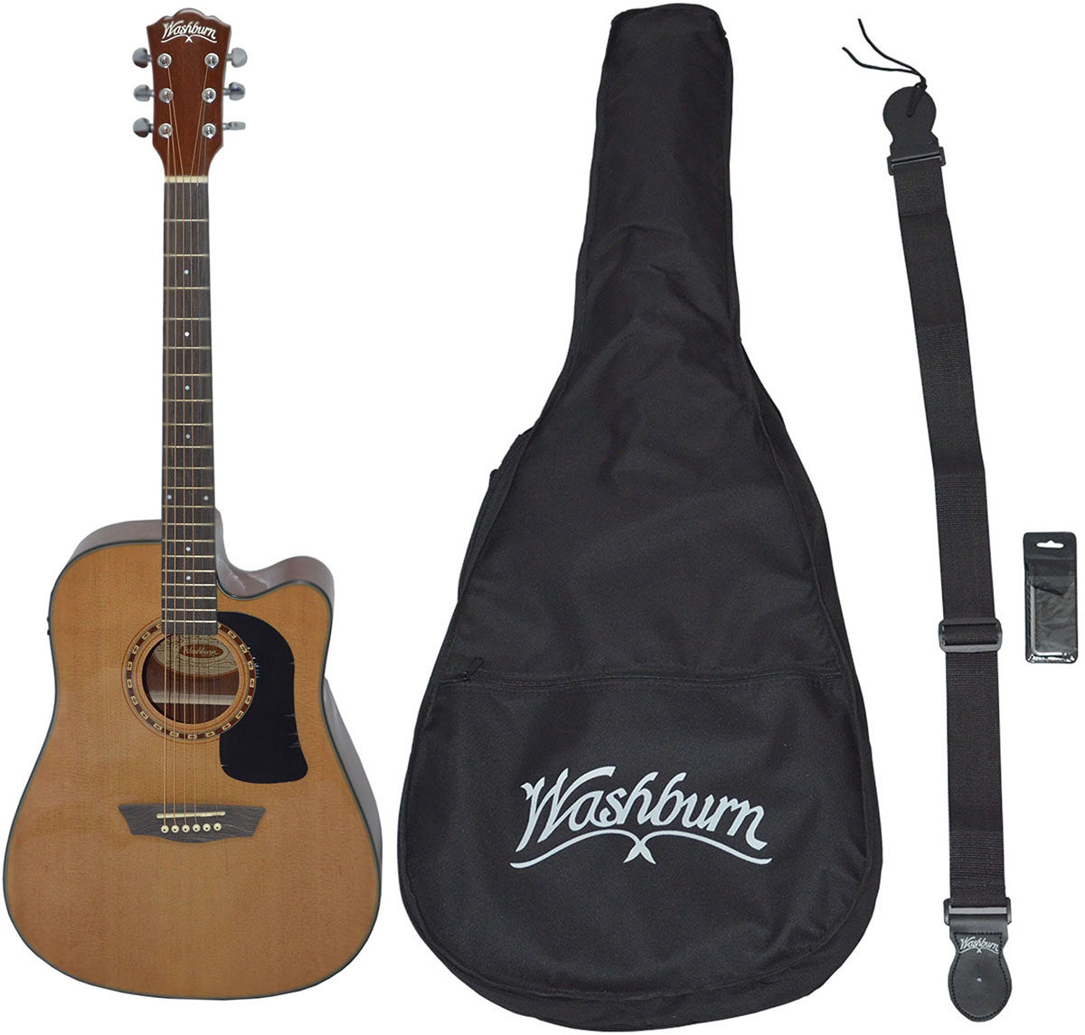 Guitarra Electroacústica Washburn Ad5cepack Nat  Roseta