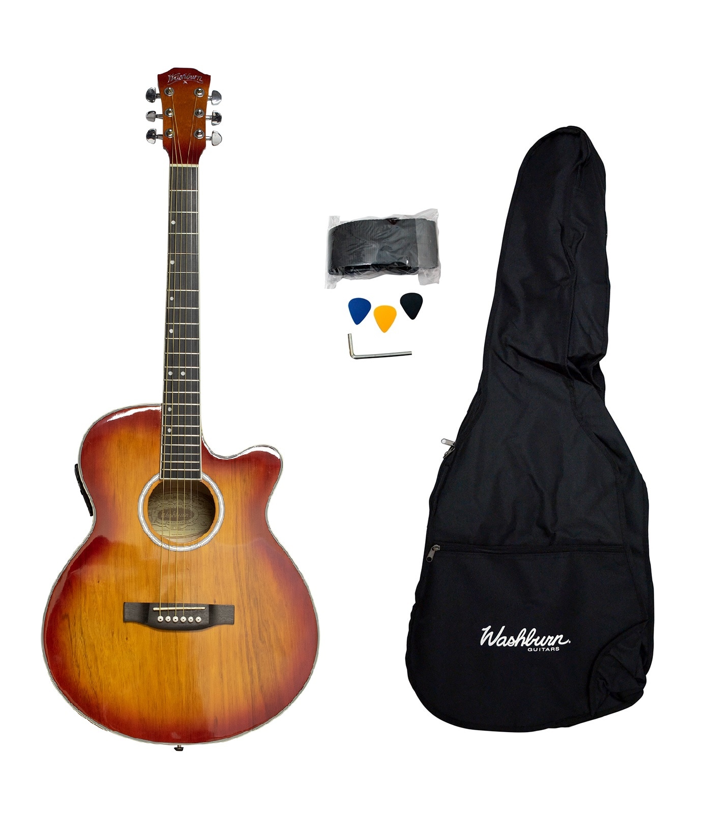 Guitarra Electroacústica Washburn Wa45cepak Csu con Funda $3,362