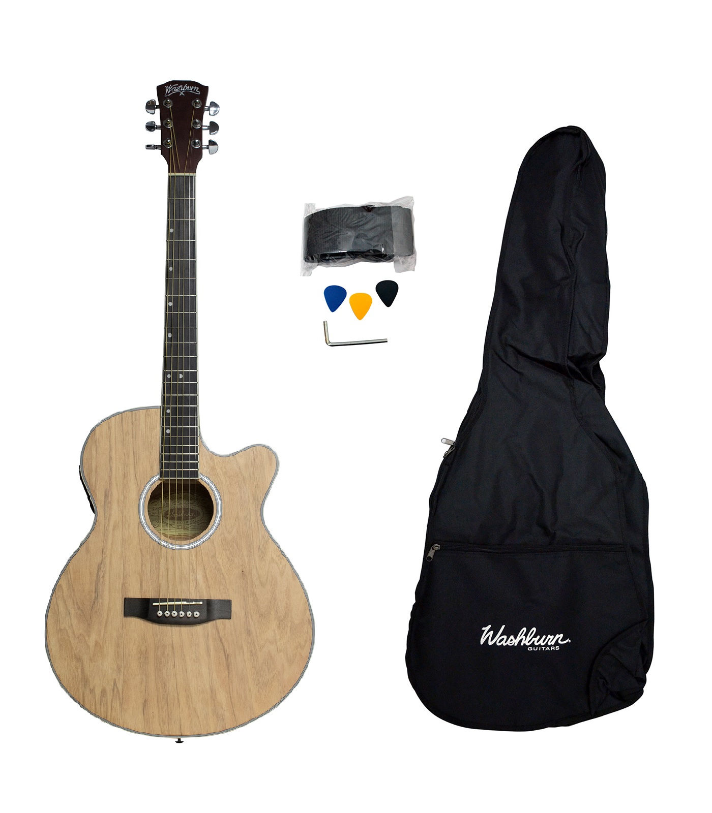 Guitarra Electroacústica Washburn Nat + Funda